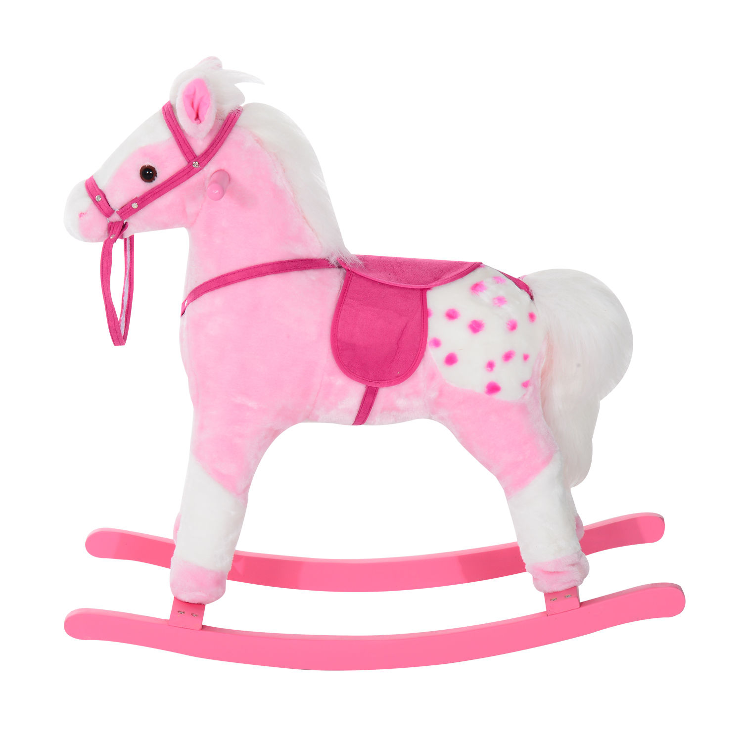 HOMCOM Baby Rocking Horse Plush Ride on Animals Rocker with Sound Handle Grip for Kids 3-6 Years Pink 8