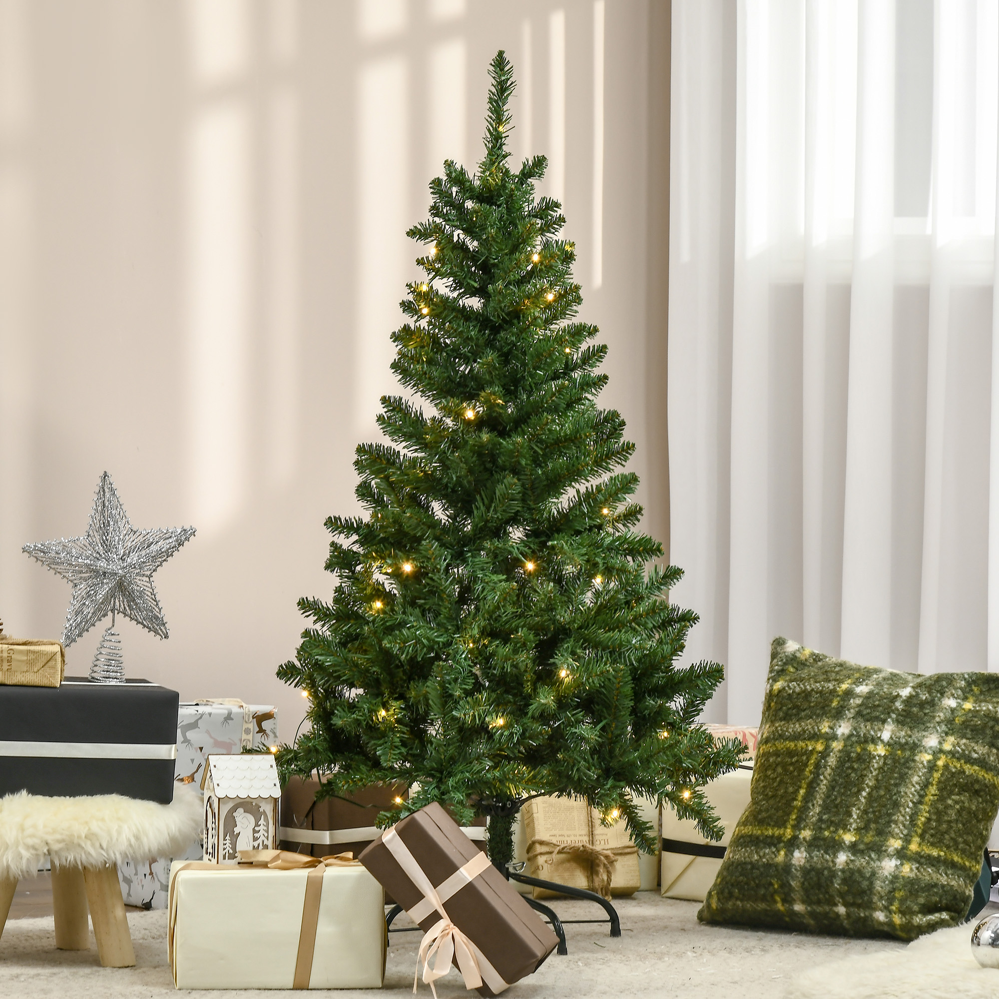 HOMCOM 4FT Christmas Tree Warm White LED Light Holiday Home Decoration, Green 8