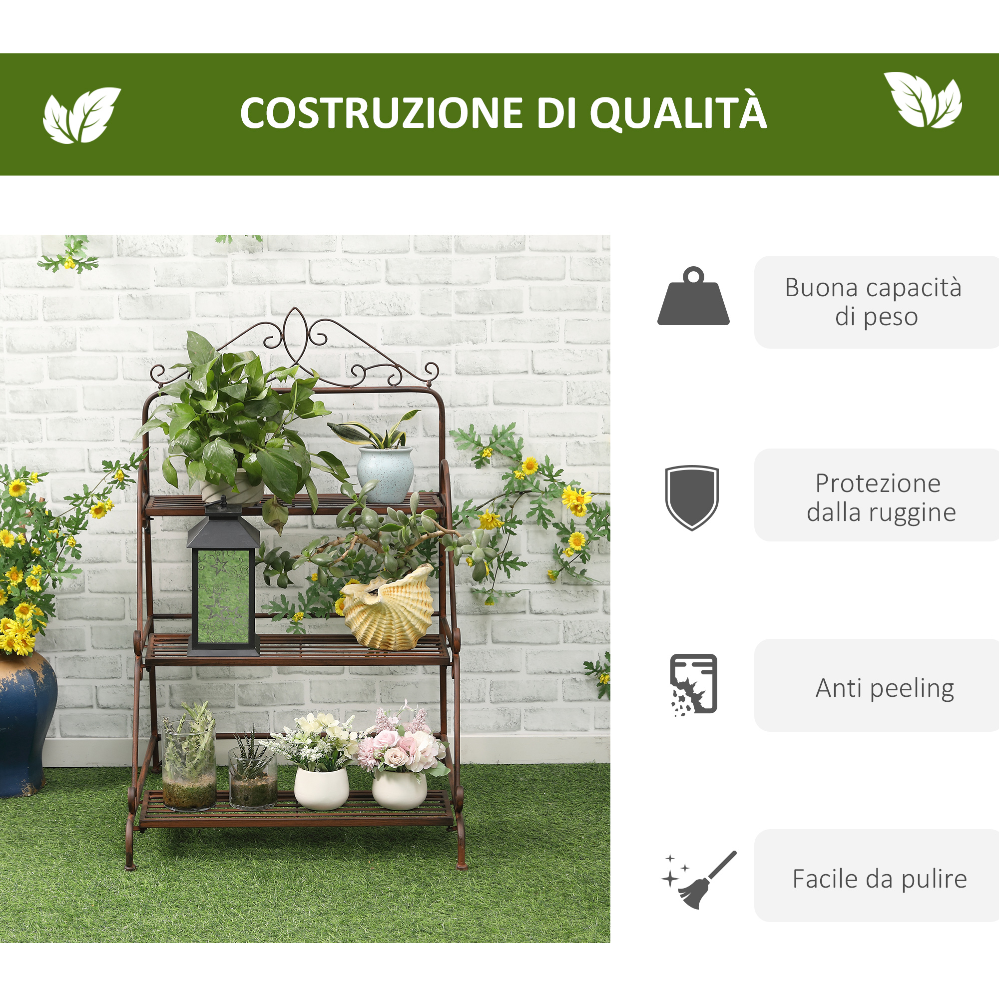 Scaffale per Piante a 5 Livelli, Scaffale Porta Vasi con Telaio in Metallo, Scaffale Moderno per Soggiorno e Uffivio (Bianco) | Leroy Merlin