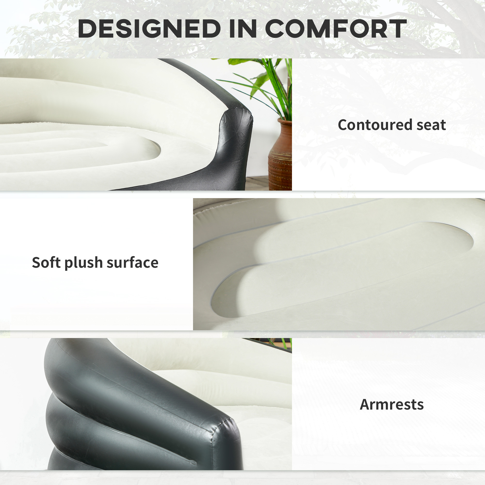 Outsunny Double Inflatable Seat Grey/Black 5