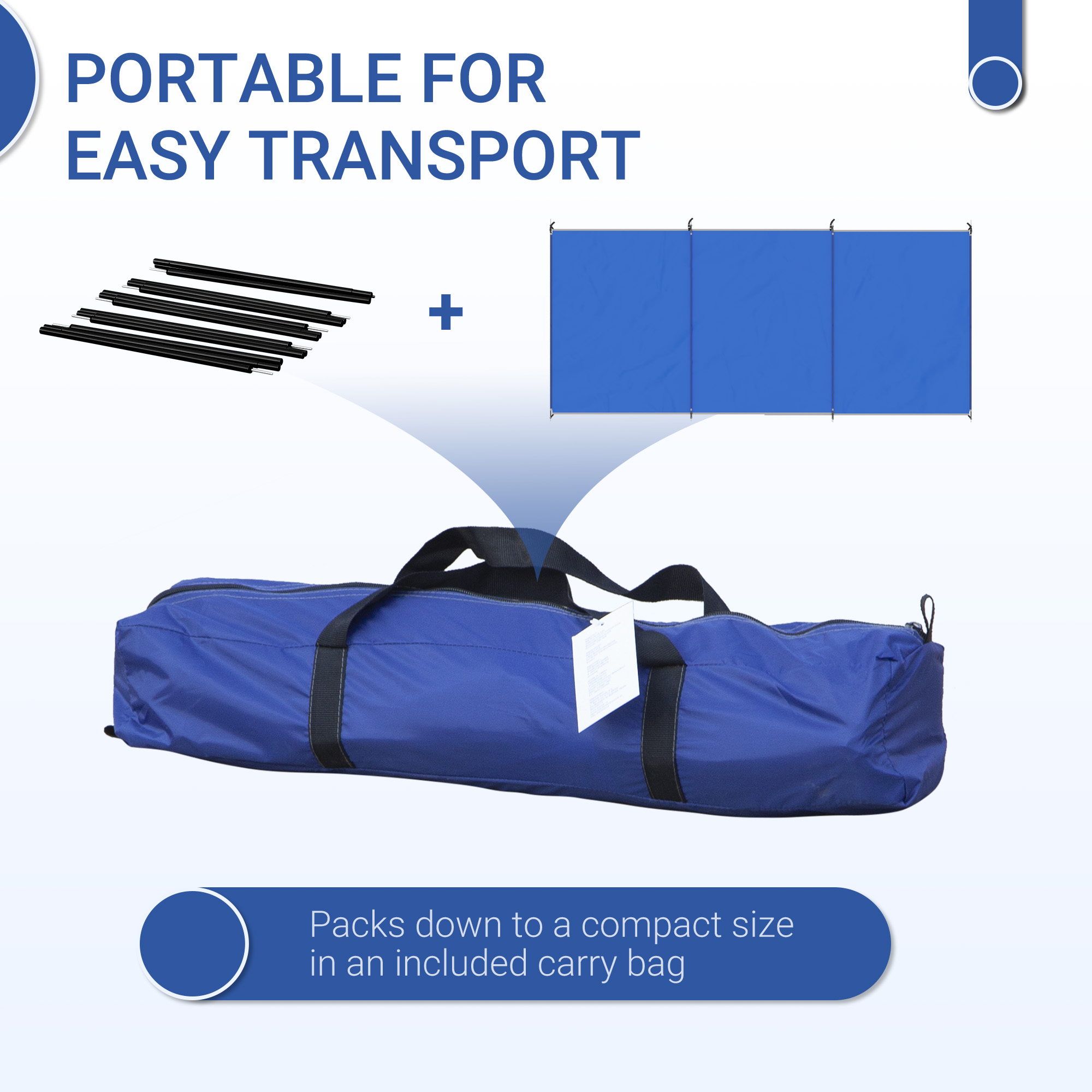 Outsunny Camping Windbreak, Foldable Portable Wind Blocker w/ Carry Bag and Steel Poles, Beach Sun Screen Shelter Privacy Wall, 450cm x 150cm 6