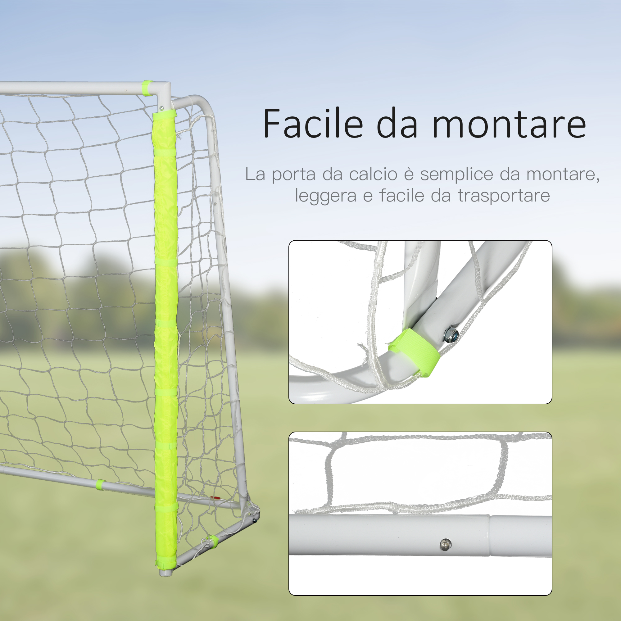 Porta Da Calcio Per Giardino 96x124 Cm - Con Rete, In Metallo, Per Bambini E Adulti