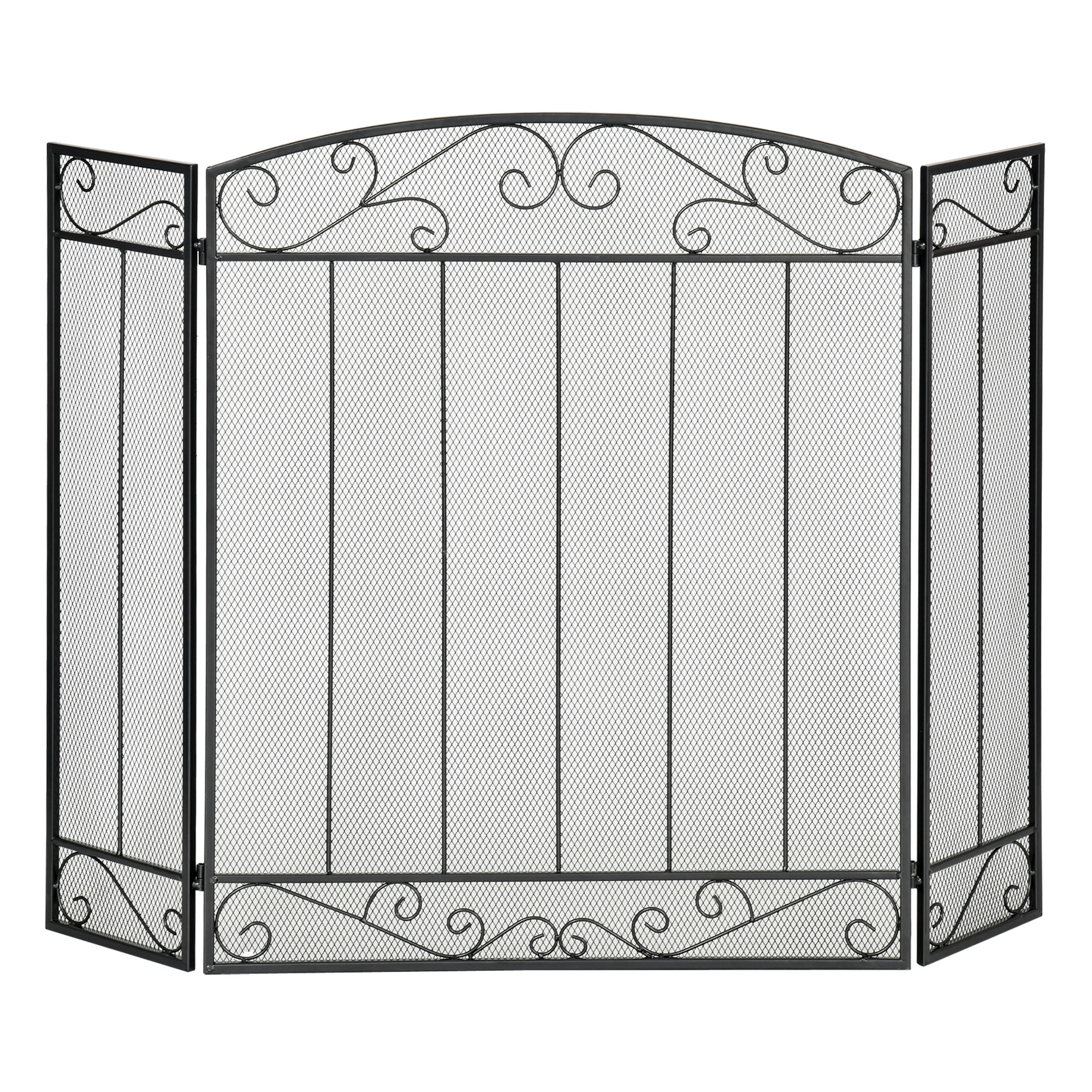 HOMCOM Pare-étincelles pour cheminée pliable 3 panneaux pare-feu écran cheminée style vintage grillage métallique acier 105 x 1,6 x 80,5 cm noir HOMCOM Pare-étincelles pour cheminée pliable 3 panneaux pare-feu écran cheminée style vintage grillage métallique acier 105 x 1,6 x 80,5 cm noir