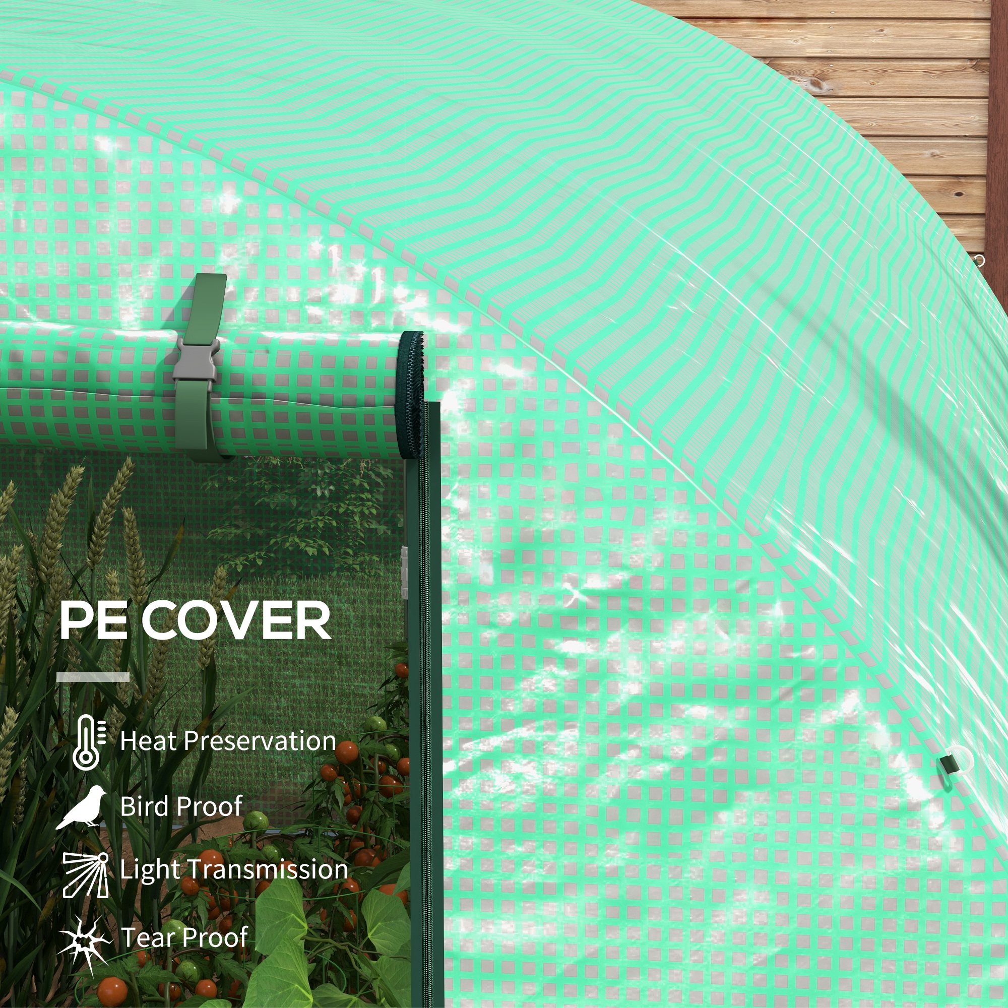 Outsunny Sprinkler System Polytunnel Greenhouse, 3 x 2m, Green 5