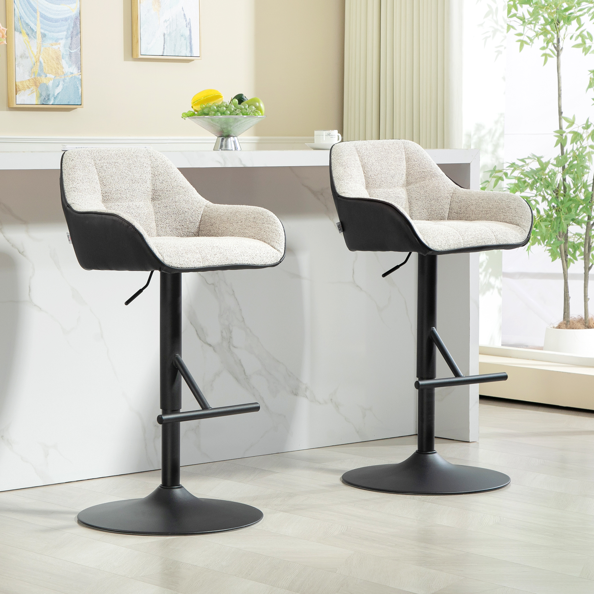 Set di 2 sgabelli impilabili in materiale bouclé, Grigio chiaro