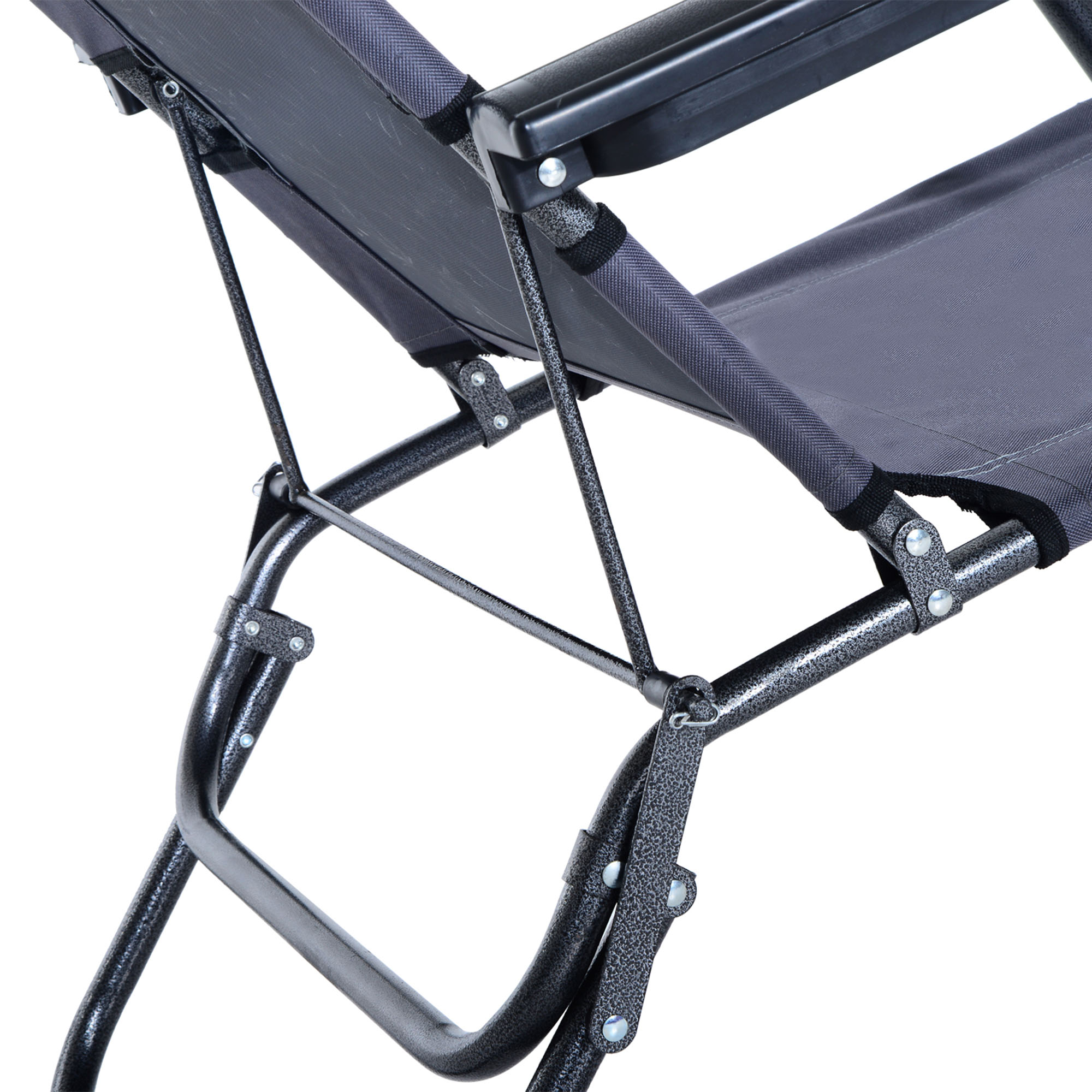 Outsunny 2 in 1 Folding Sun Lounger Reclining Garden Chair Set of 2 with 2-Level Adjustable Backrest, Outdoor Zero Gravity Recliner Garden Chairs with Head Pillow and Armrests, Grey 8