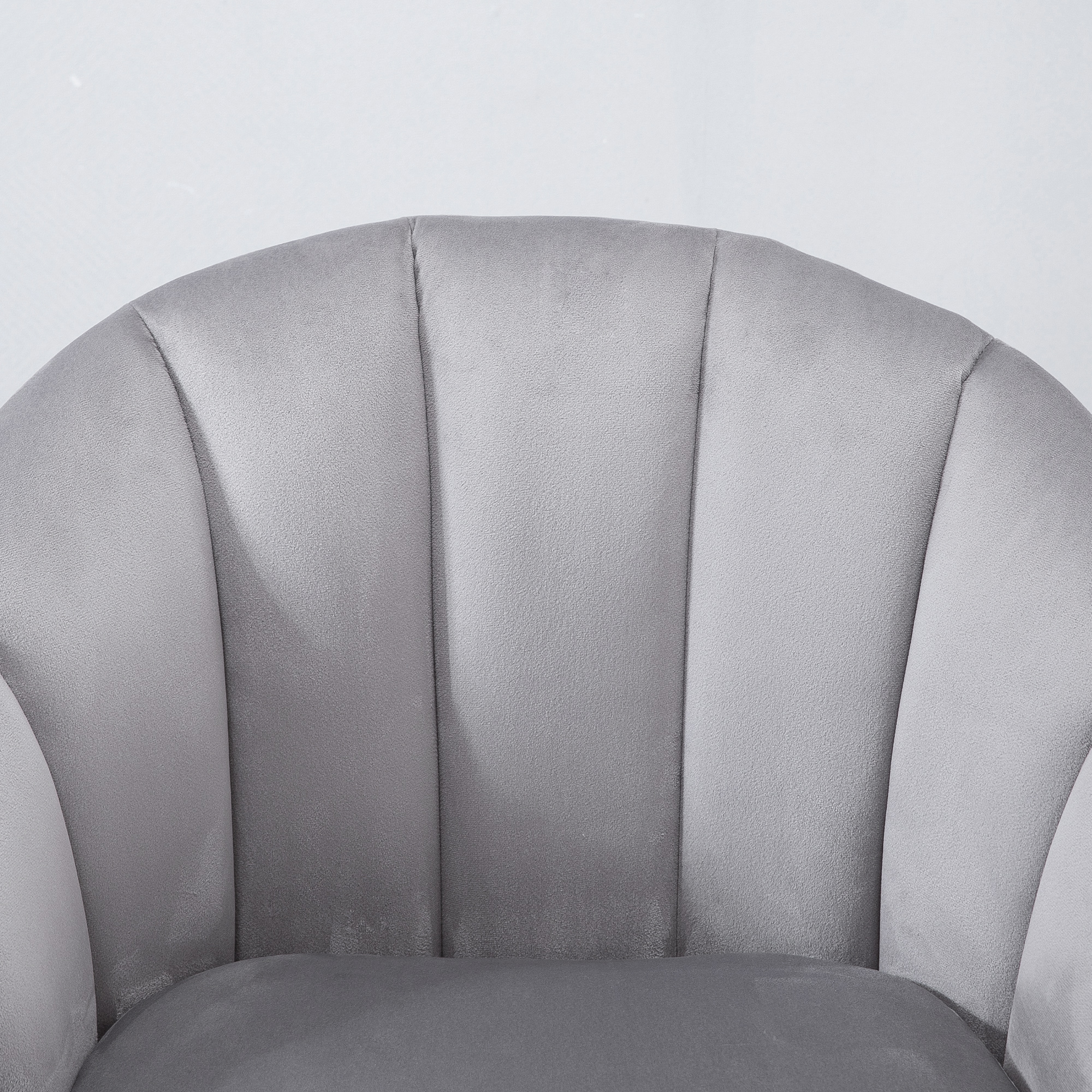 HOMCOM Accent Chair Velvet Fabric Single Sofa Armchair Home Living Room Solid Wood Leg Upholstered Side Armchair Grey 7