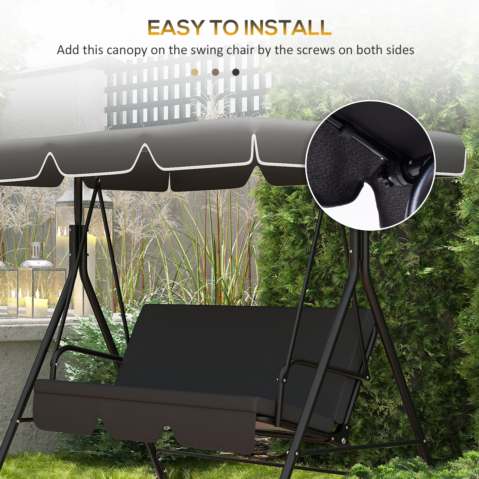 ALSKDJFHG 3 Seater Replacement Canopy Swing Top Cover, Waterproof Swing ALSKDJFHG 3 Seater Replacement Canopy Swing Top Cover, Waterproof Swing