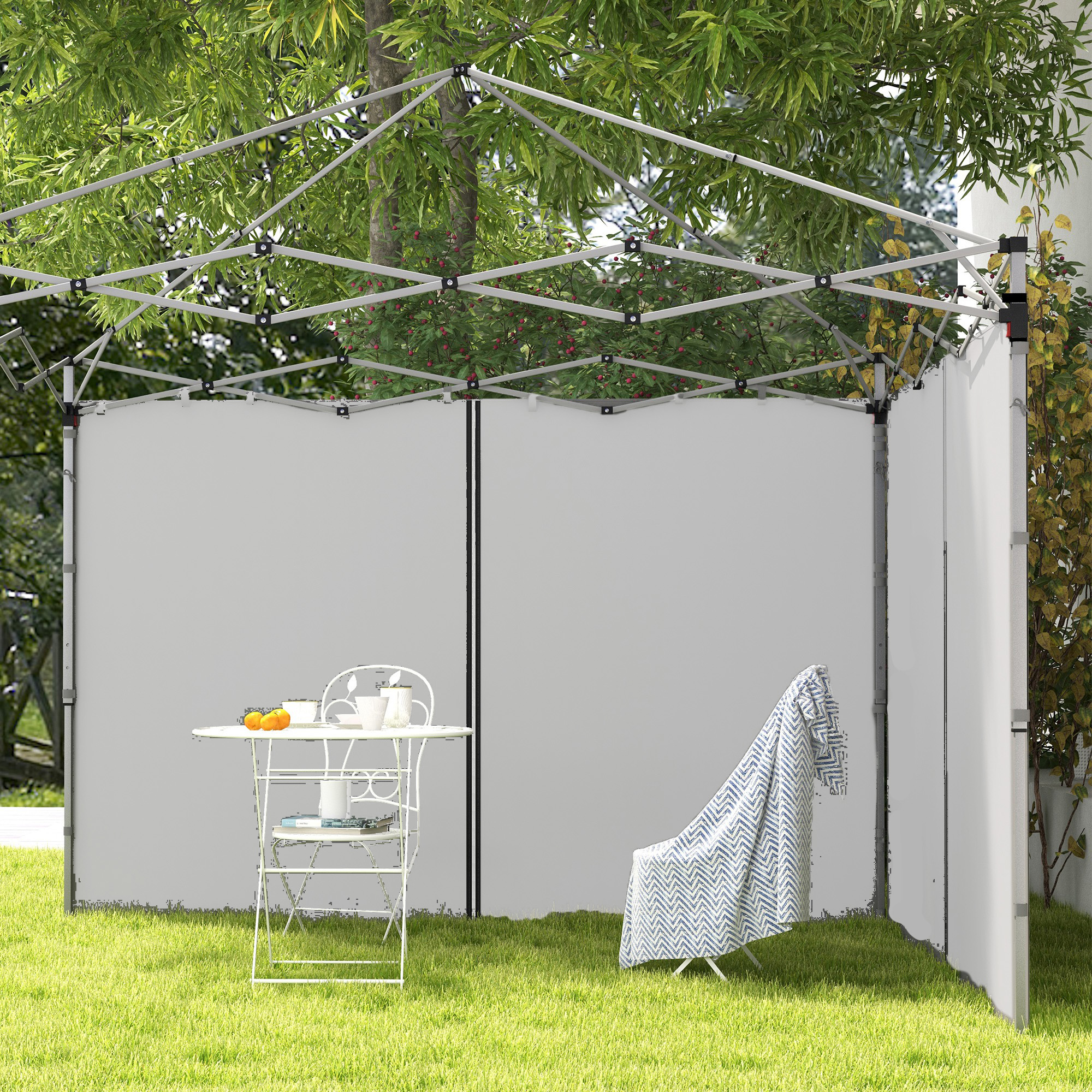 Outsunny Set of Two 3 x 3(m) Replacement Zipped Gazebo Walls Grey 8