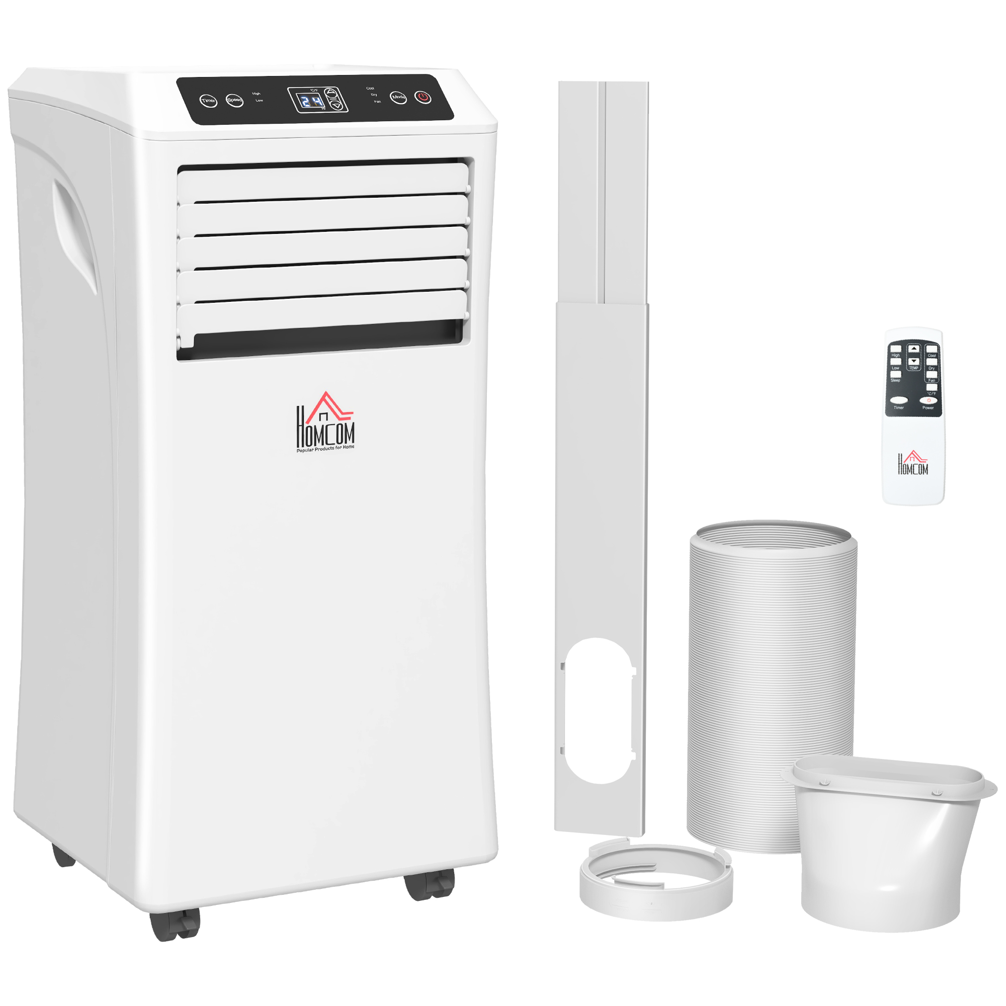 HOMCOM 10000 BTU Air Conditioning Unit, 3-in-1 Portable Air Conditioner, Dehumidifier, Cooling Fan with Remote Control, Digital Display, 2 Speeds, 24H Timer, Window Venting Kit, 30m²