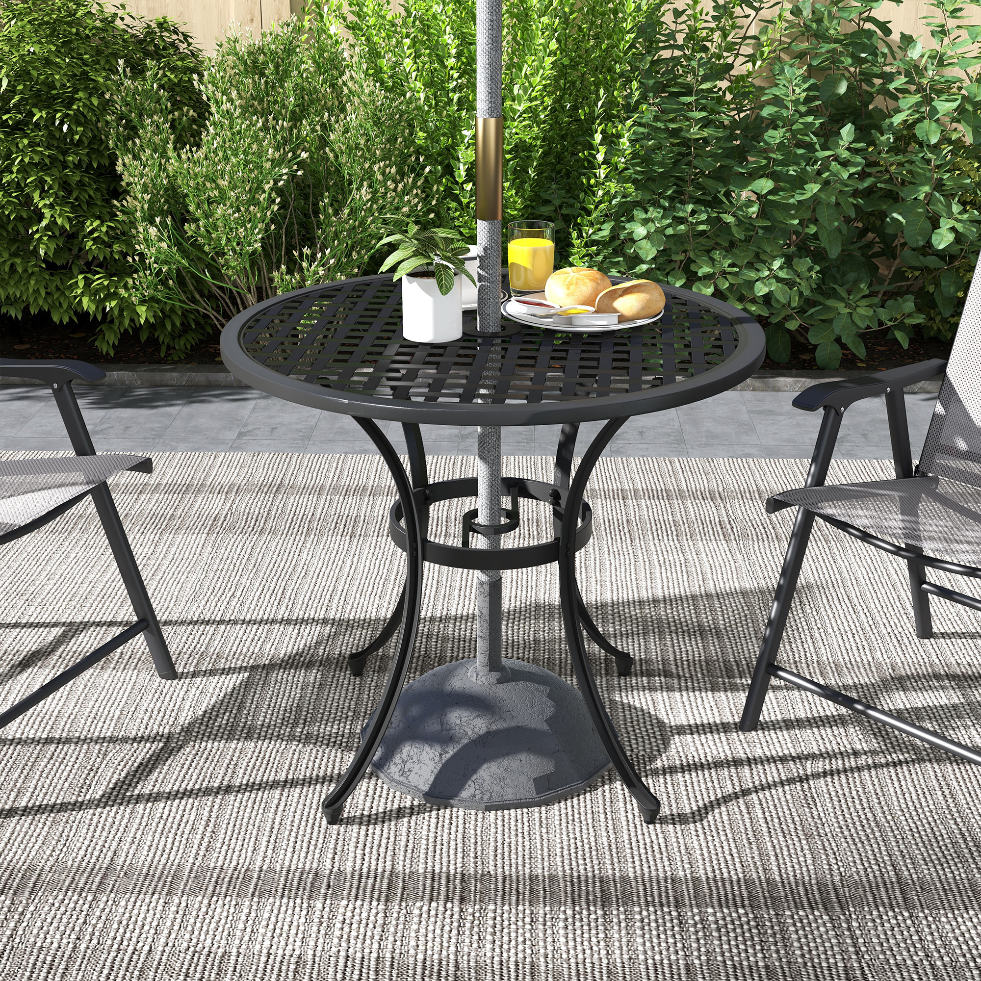 Outsunny Cast Aluminium Bistro Table with Umbrella Hole, 85cm