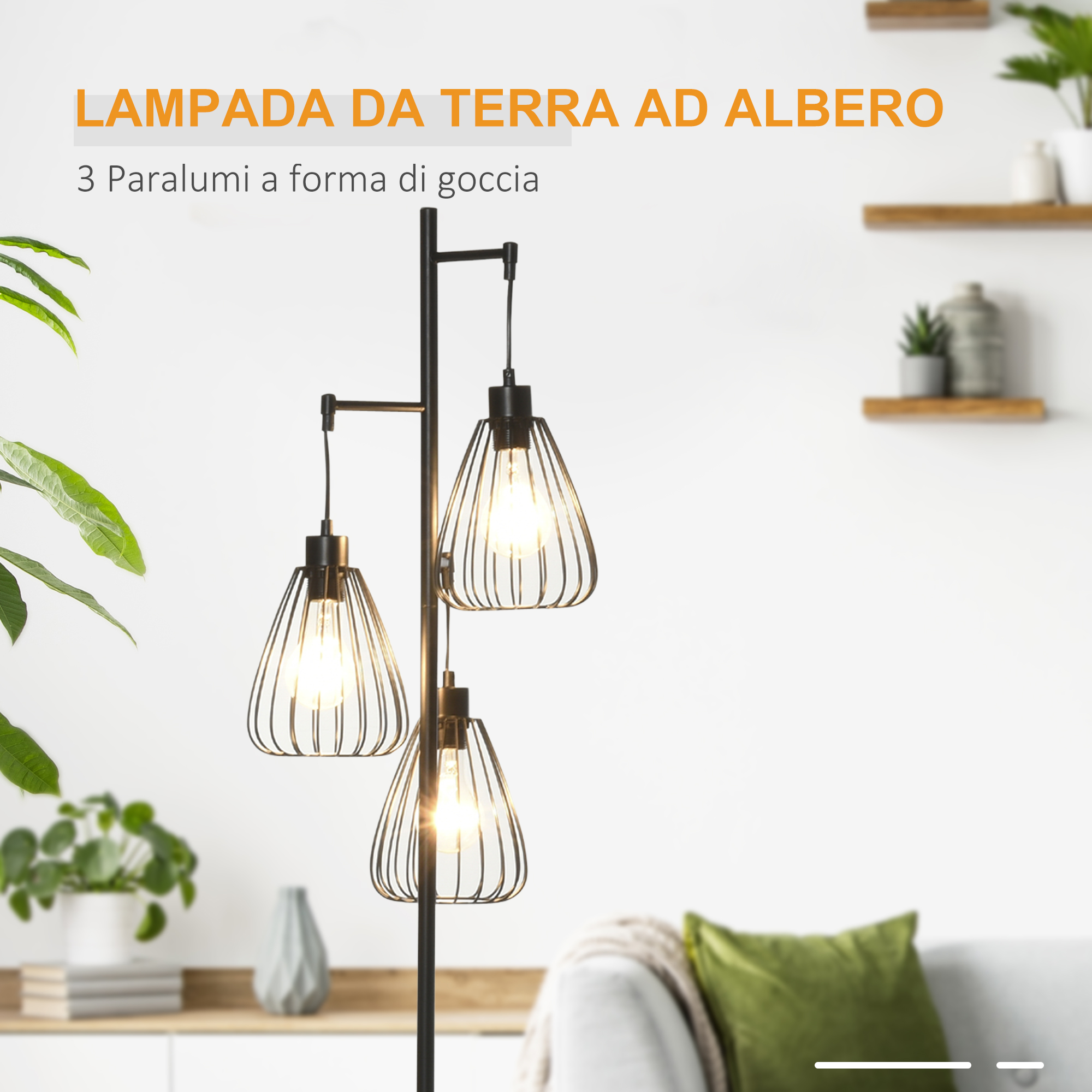 Lampada da Terra Metallo e Tessuto Elliptica