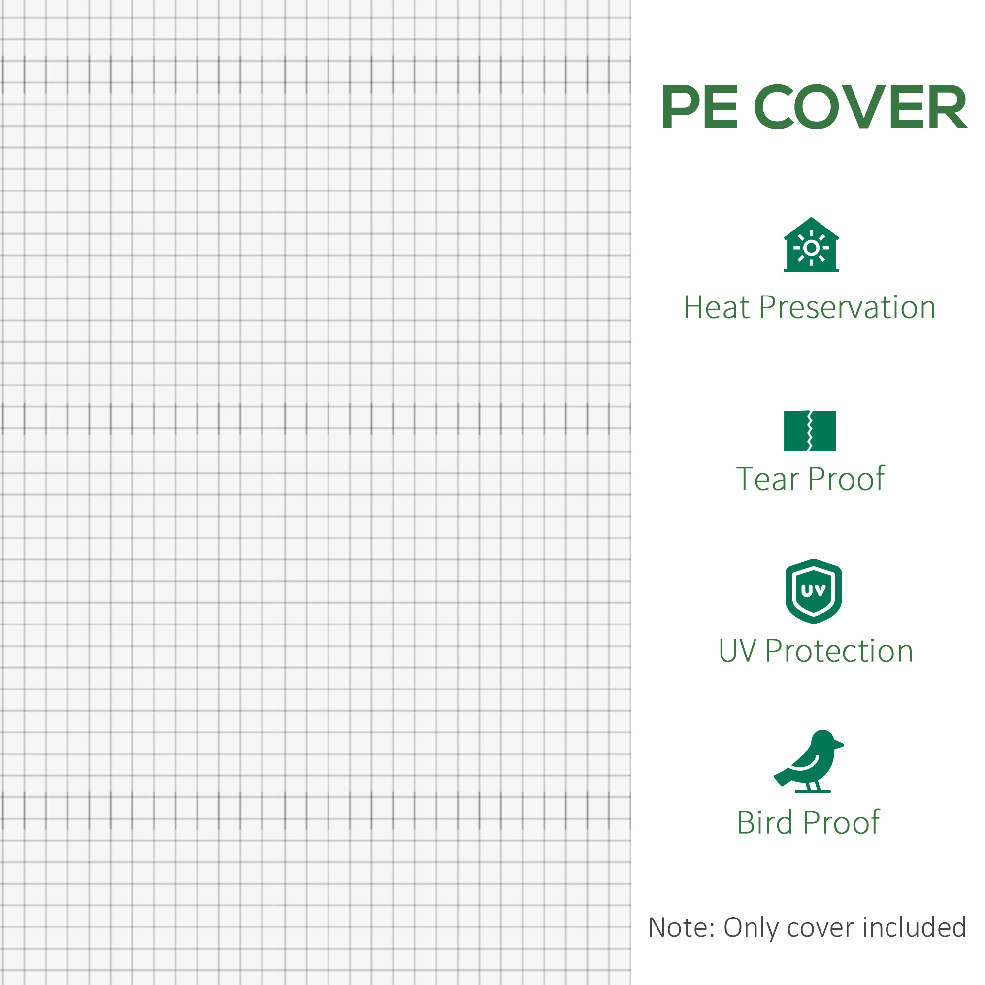 Outsunny 3 x 2 x 2m Polytunnel Greenhouse Replacement Cover ONLY Winter Garden Plant PE Cover for Tunnel Walk-in Greenhouse with Roll-up Windows Door Outdoor, White 6