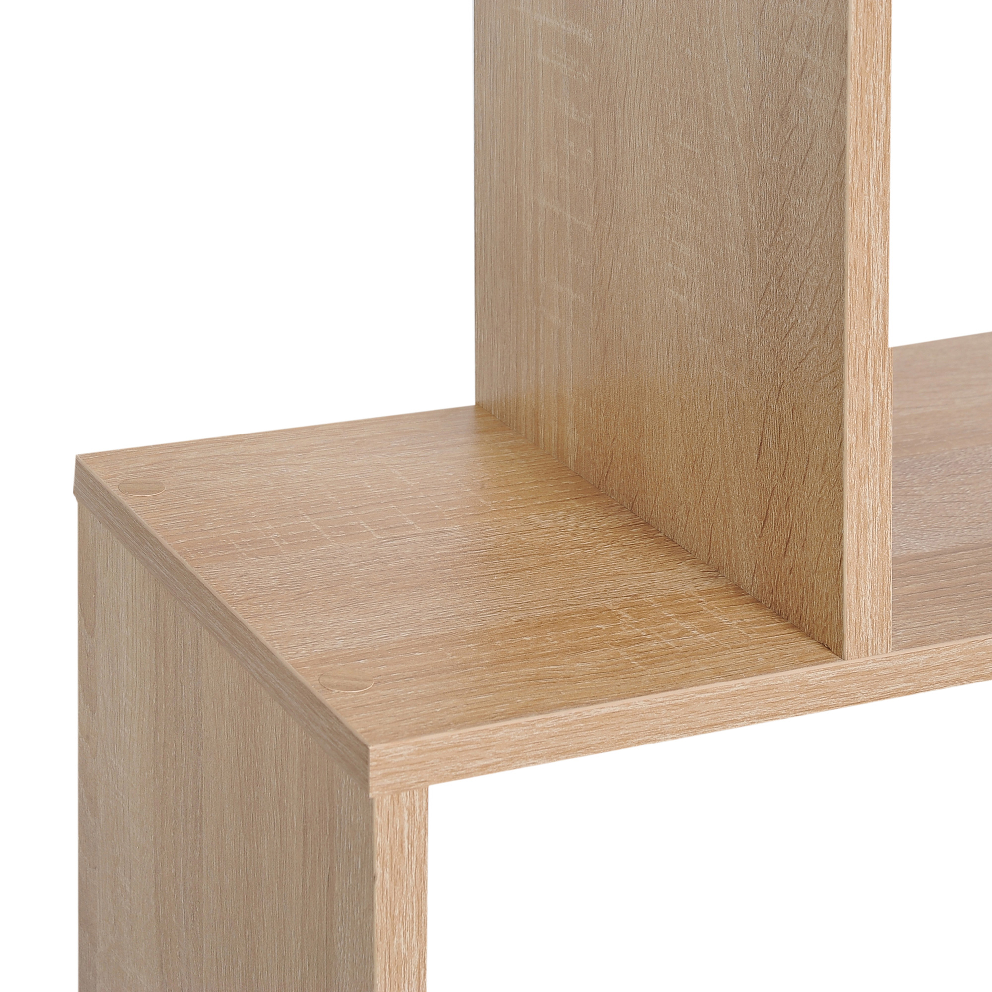 HOMCOM Bookcase, 6 Tier Shelf S Shaped Bookshelf, Storage Unit, Display Shelf for Living Room, Bedroom, Home Office, Plant, Oak 8
