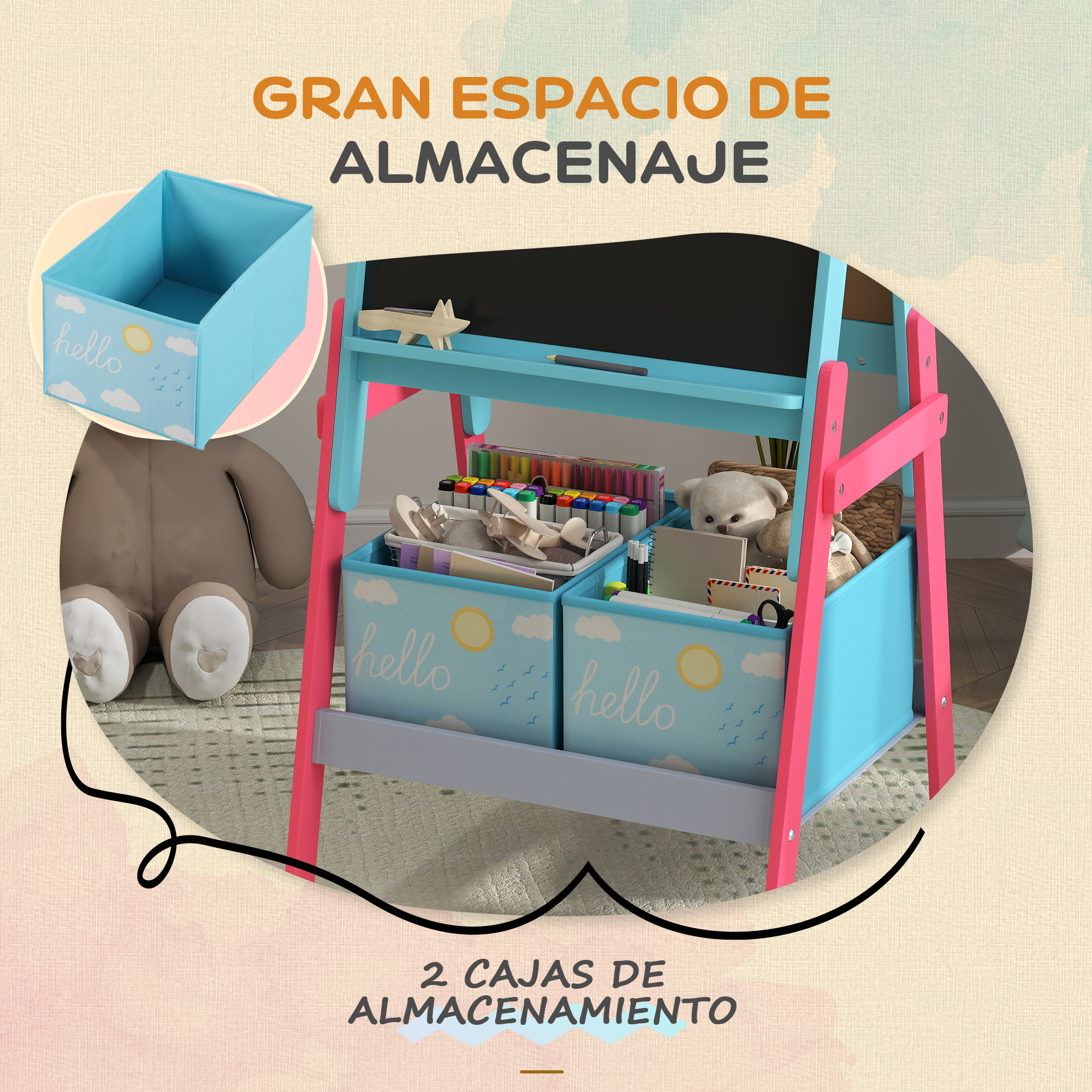 Aiyaplay Pizarra Infantil Caballete 2 En 1 Con 2 Cajas De Tela Azul en Planeta Huerto Aiyaplay Pizarra Infantil Caballete 2 En 1 Con 2 Cajas De Tela Azul en Planeta Huerto