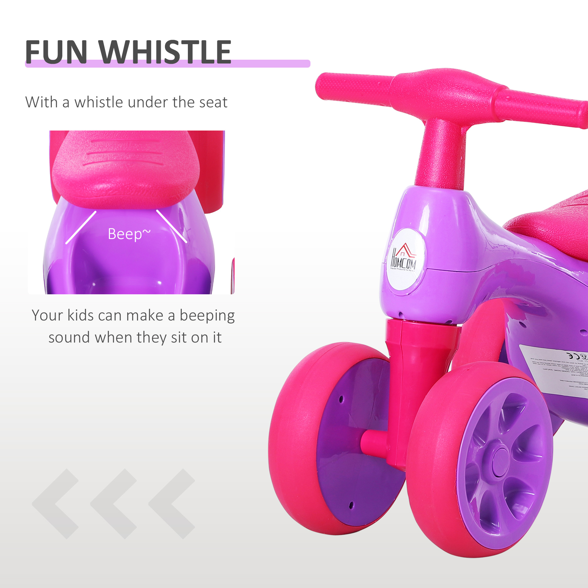 HOMCOM Baby Balance Bike Toddler Training Walker Smooth Rubber Wheels Ride on Toy Storage Bin Gift for Boys Girls Violet Fuchsia 7