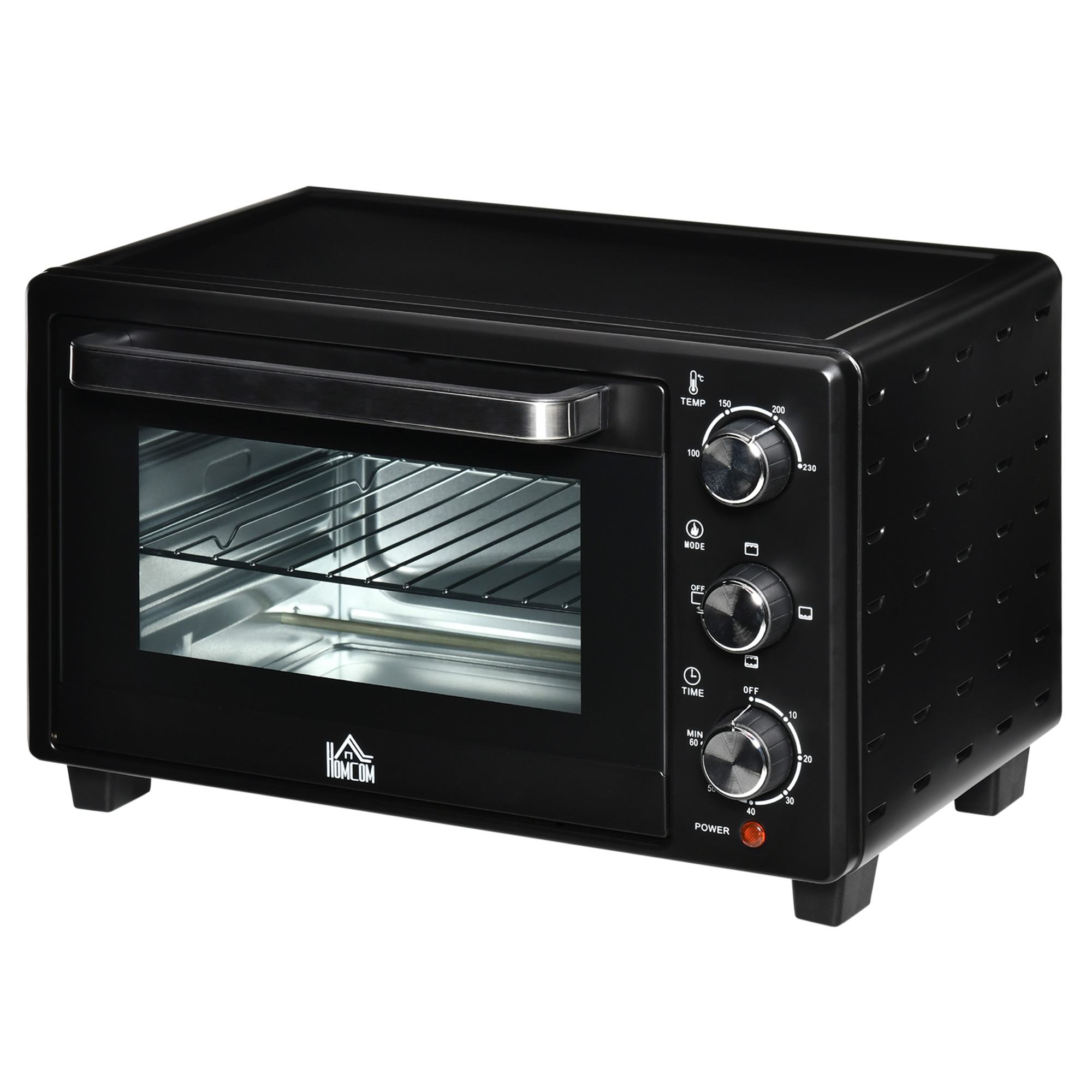 HOMCOM Mini four 1400 W 21 L thermostat 230°C max minuteur 60 min 3 modes de cuisson 4 accessoires inclus noir   Aosom France
