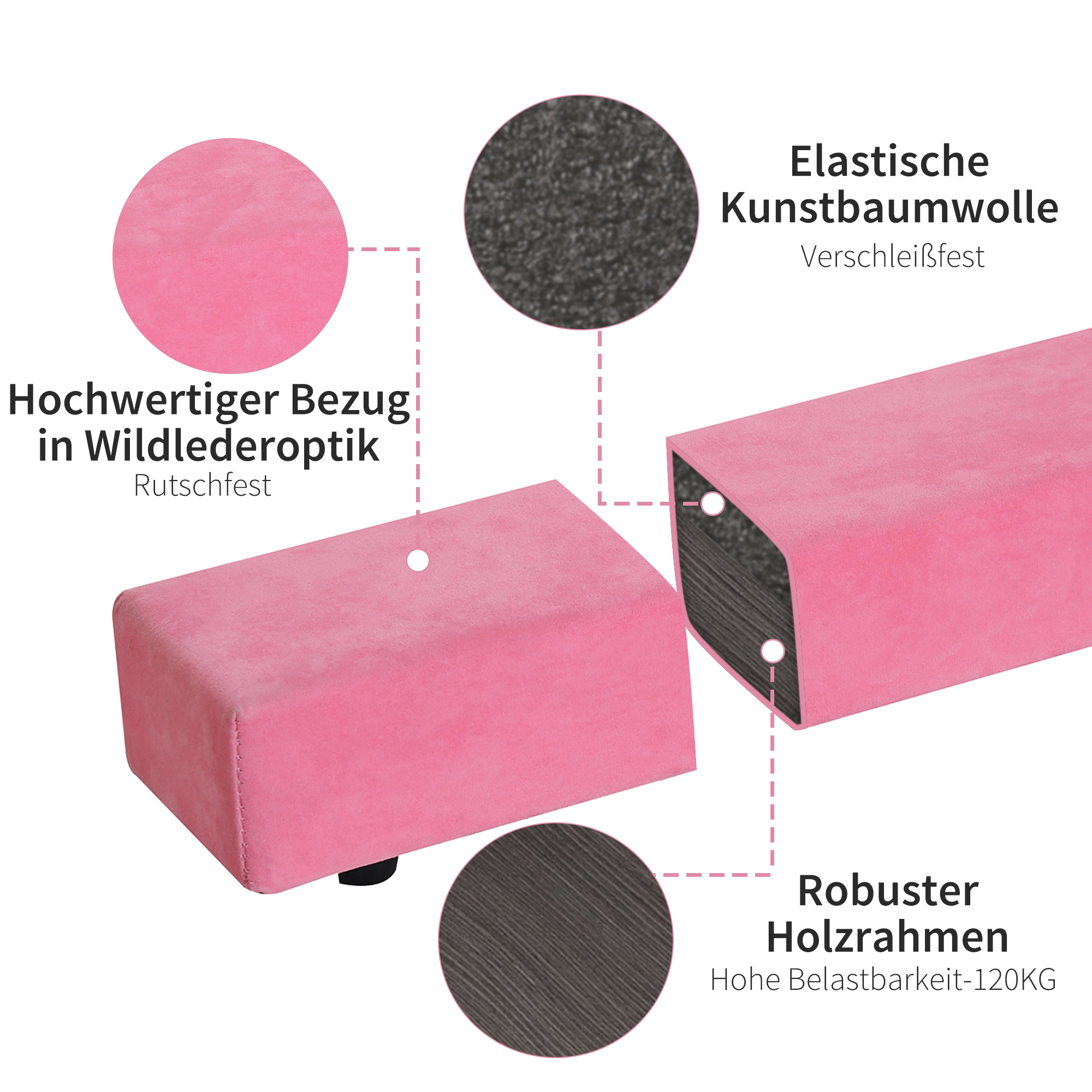 Schwebebalken für zuhause – Größen 210/240/270/300 cm - Erstaunliche Balance-Ausrüstung für Kinder zu Hause – Wildlederimitat, hochdichter EVA-Schaum – Lernkarten, Tragegurte, Tragetasche