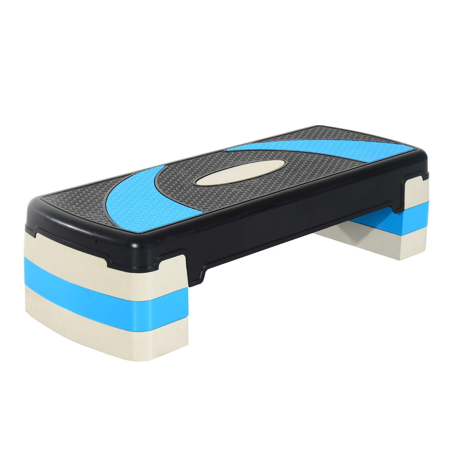 HOMCOM Step de Aeróbic para Fitness Altura Ajustable 3 Niveles 10/15/20 cm Ejercicio en Casa Carga 150 kg 80x31x20 cm Negro y Azul   Aosom España