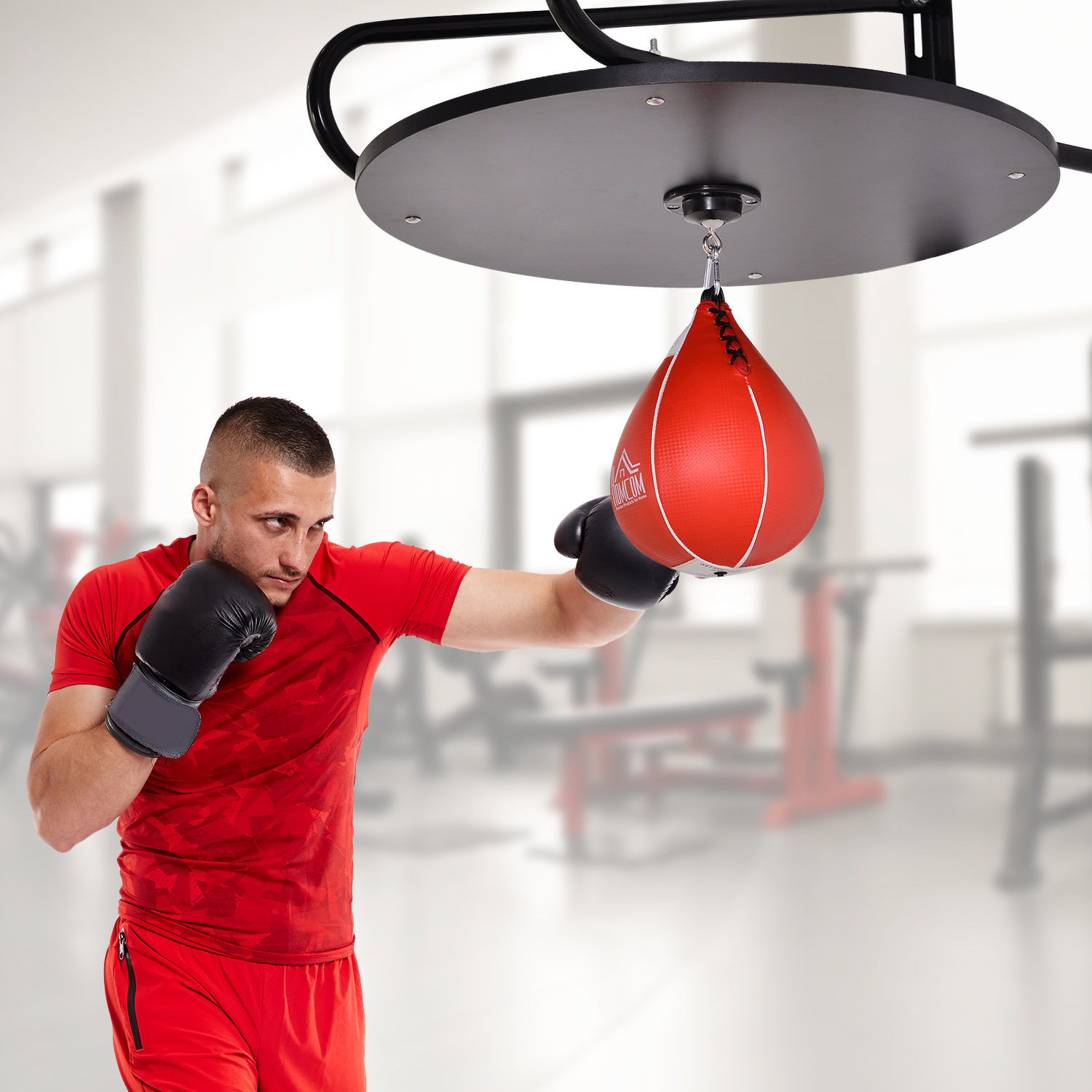 HOMCOM Wall-mounted Punching Ball Height Adjustable Hanging Speedball Platform Set Frame Stand Boxing Sports 2