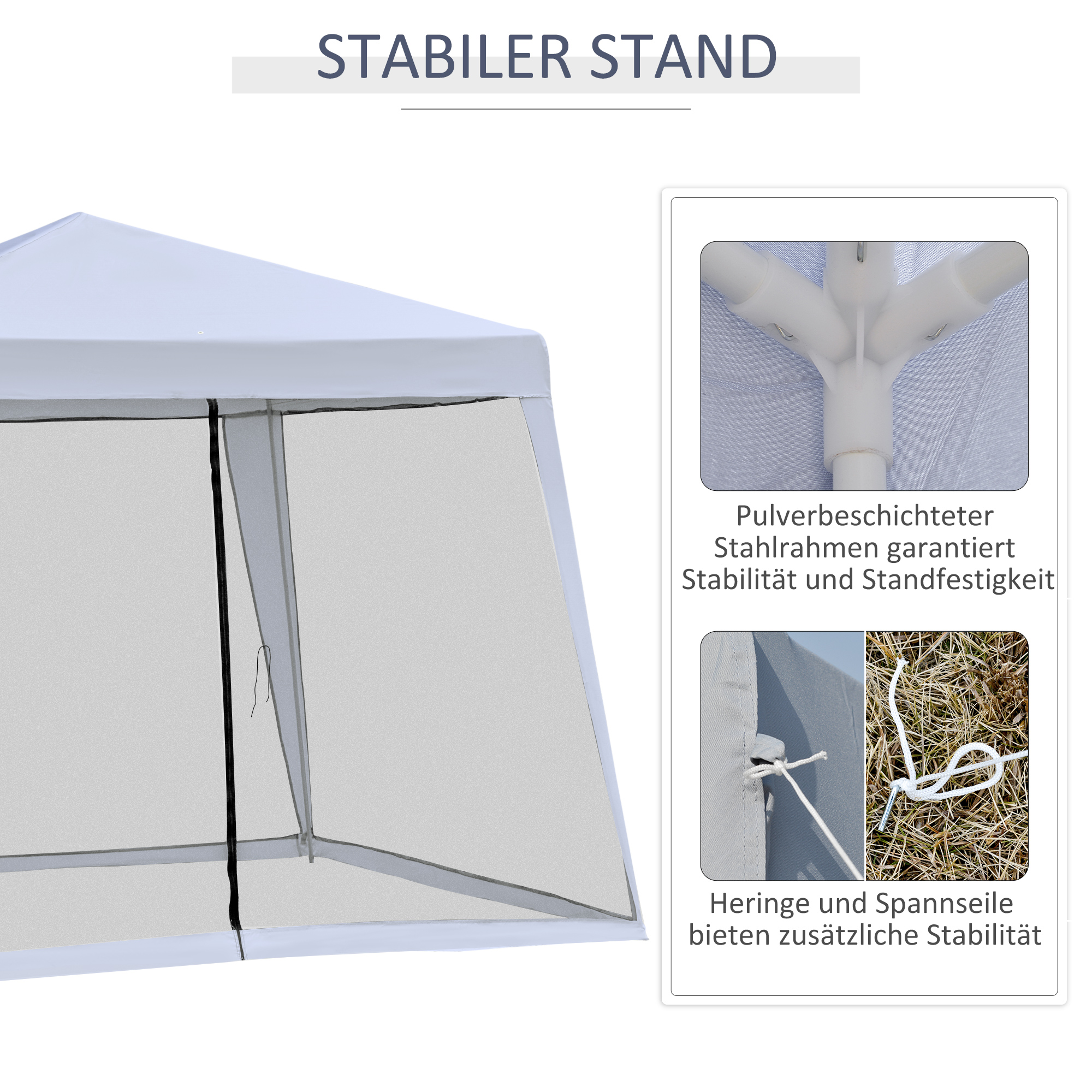 Outsunny Gartenpavillon Partyzelt Mit 4 X Seitenteile
