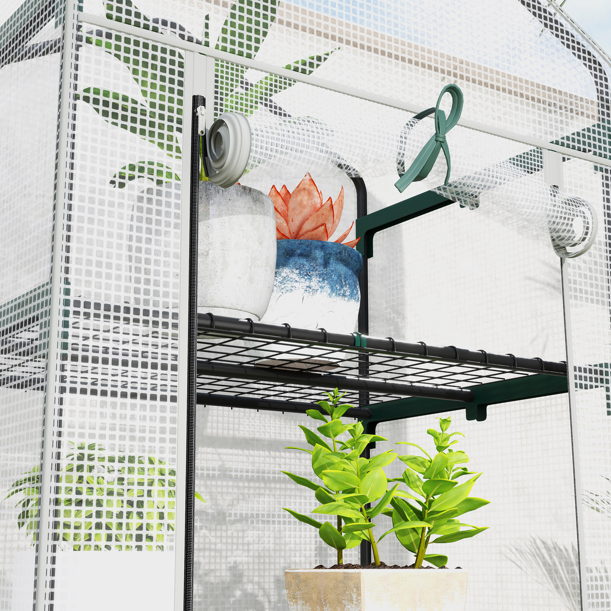 Outsunny 193cm Five Shelf Mini Greenhouse White 8