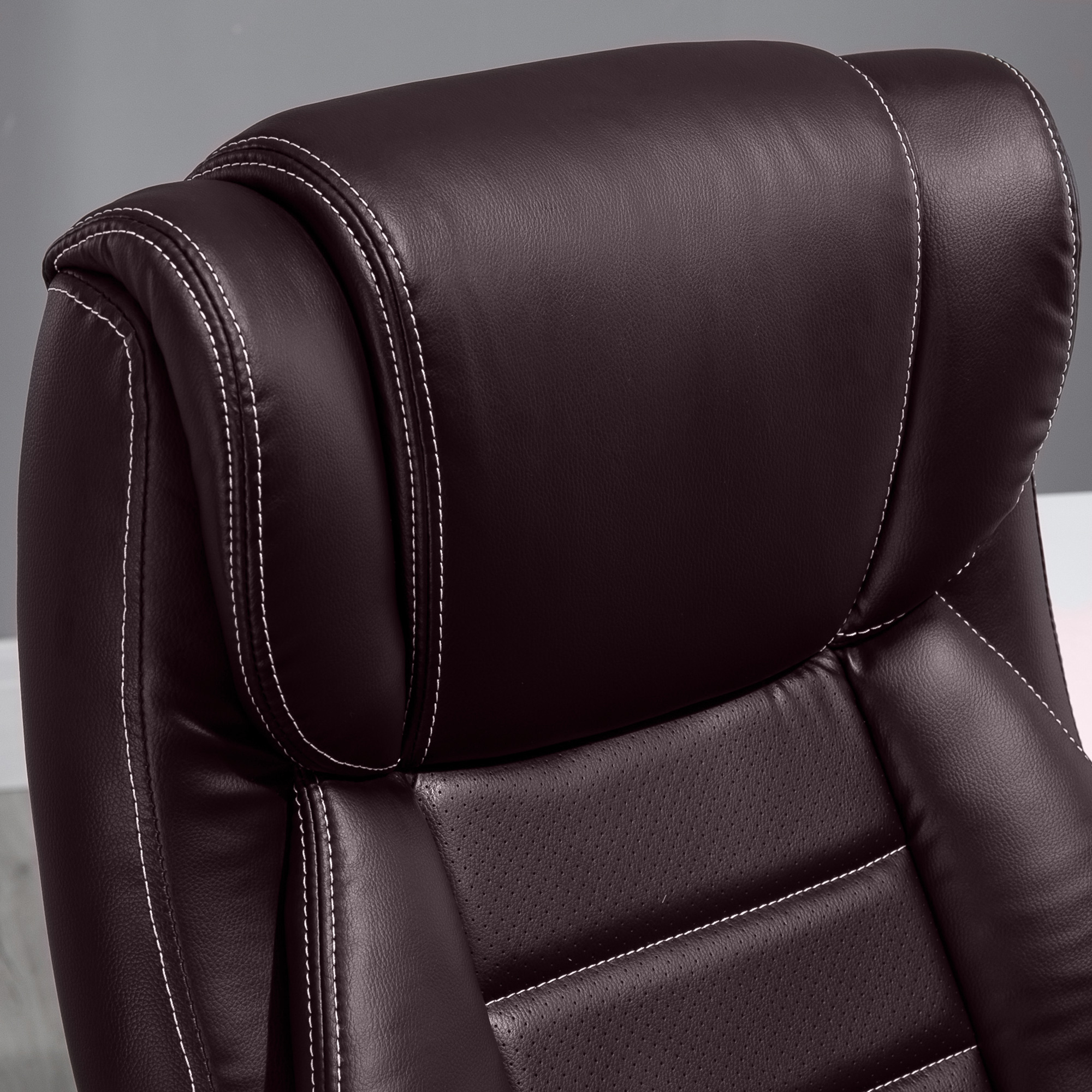 Vinsetto Office Chair with 6-Point Maaage, PU Desk Chair with Padded Seat and Armrest, Computer Chair with Tilt Function for Home, Brown 8