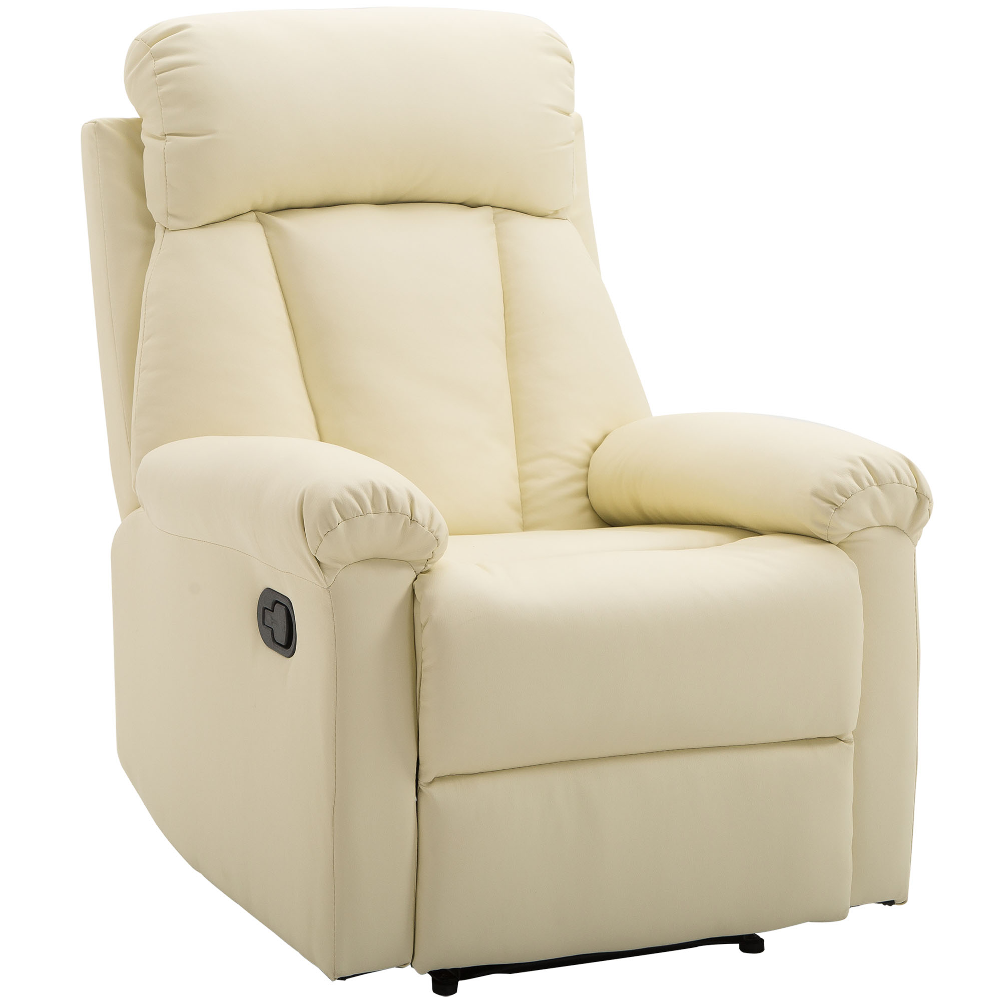 HOMCOM Sillón Relax Reclinable Tapizado en PU con Reposapiés Retráctil Respaldo Alto Asiento Acolchado para Salón Blanco 80x97x107 cm   Aosom España