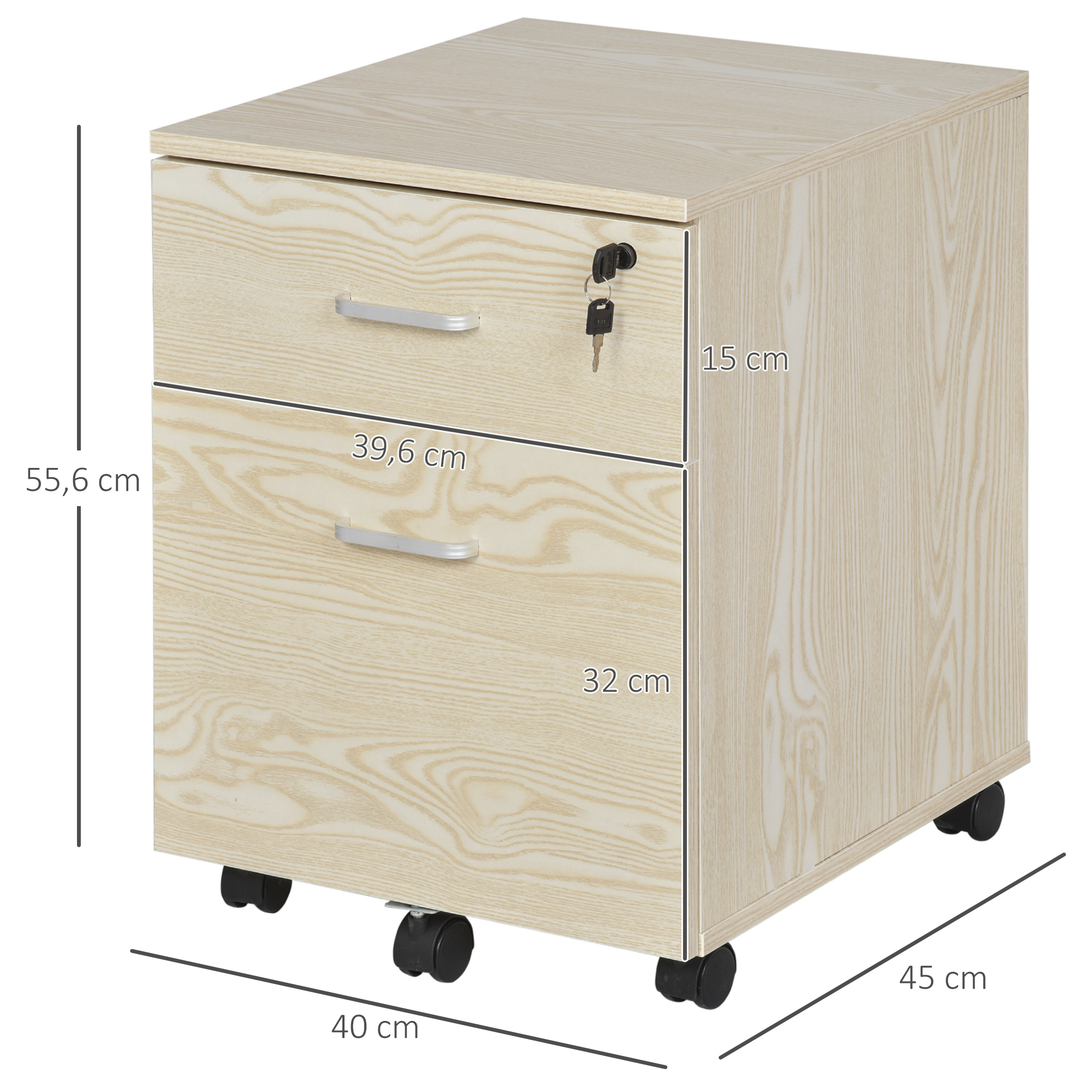 Vinsetto Aktenschrank Grau 80x40x80cm - Mit Schloss & 2 Regalen Für Home Office