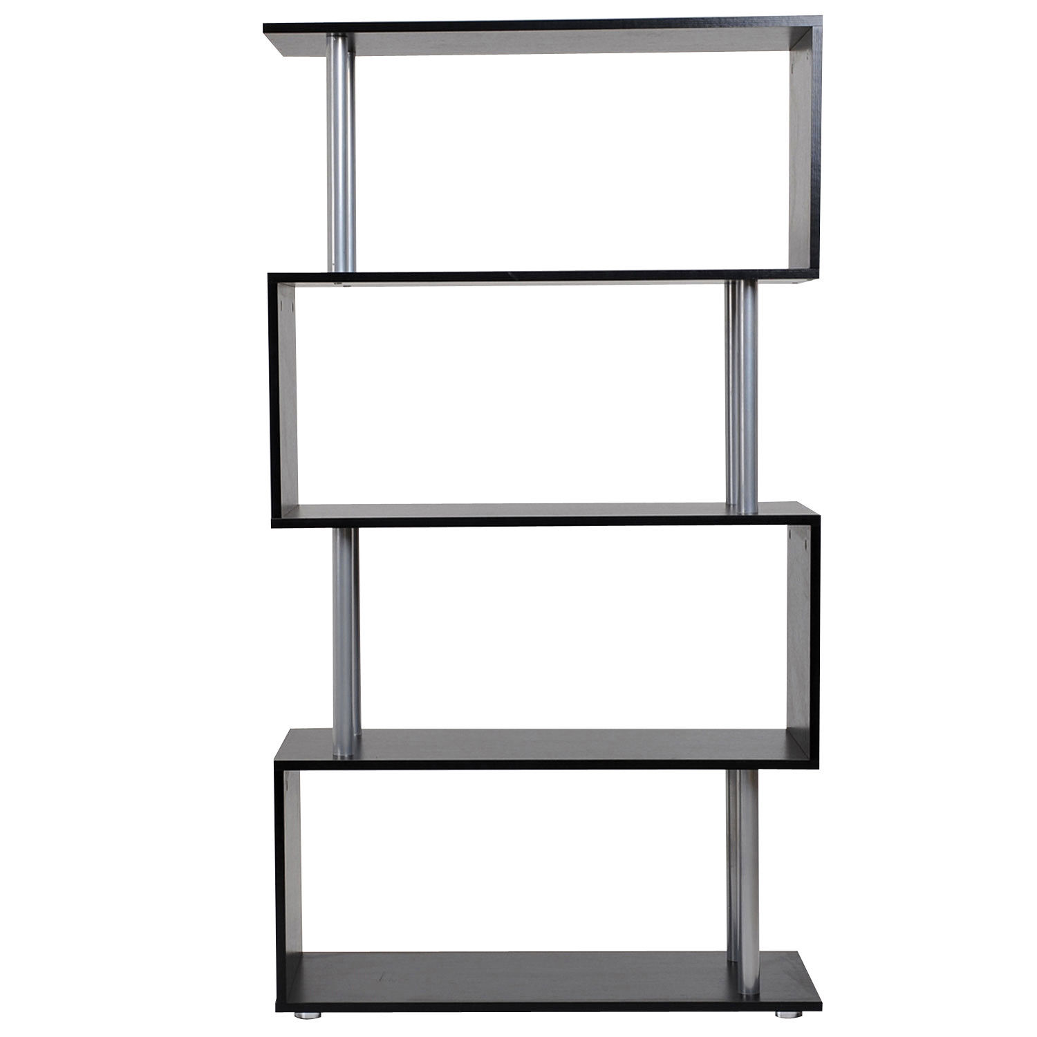 HomCom Libreria di Design Moderno con 4 Ripiani a Parete in Legno Mobili Ufficio Scaffale Nero