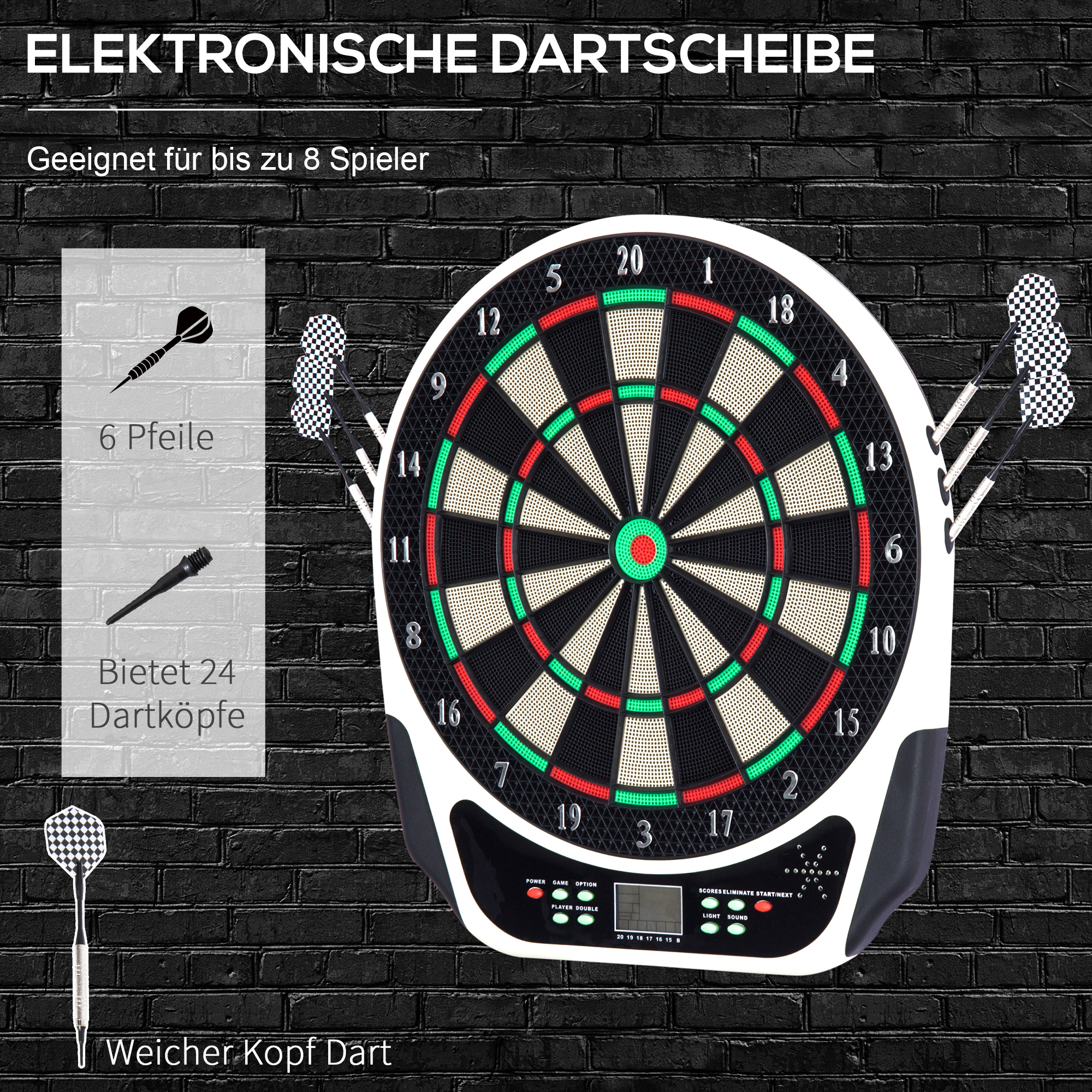 Elektronische Dartscheibe 27 Spiele Dartautomat Standgerät Mit 4