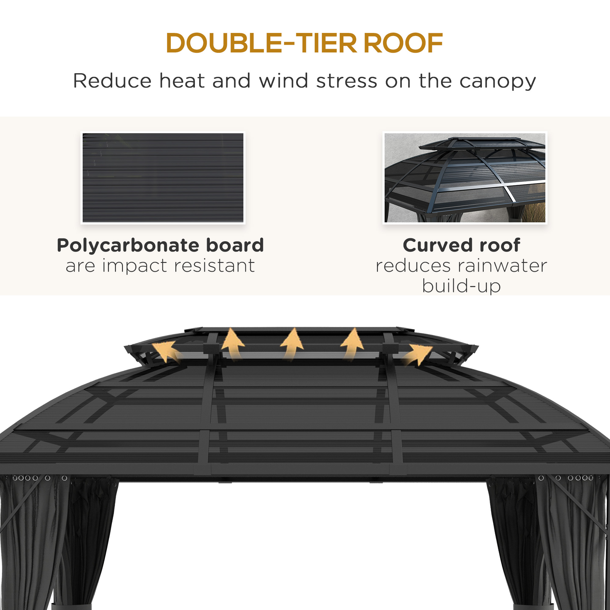 Outsunny 4 x 3m Aluminium Frame Hard Gazebo, with Accessories Black 4