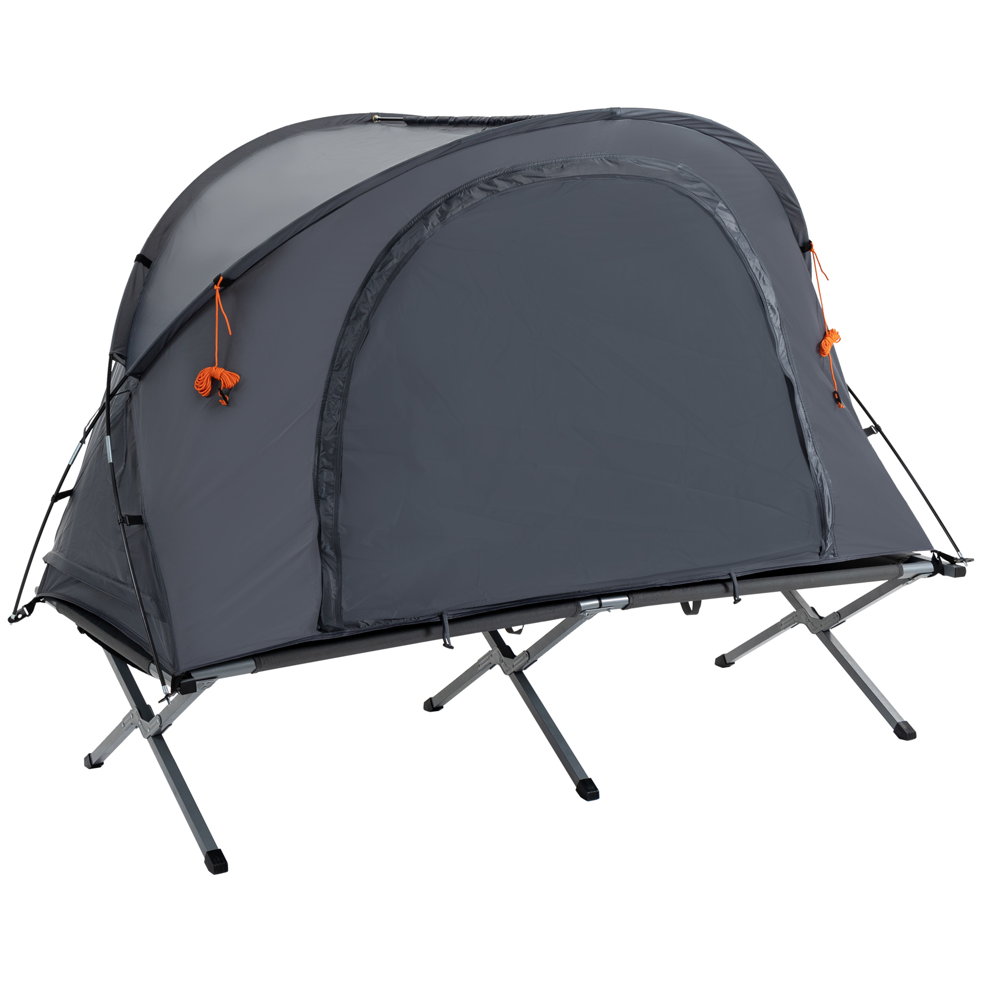 Outsunny Campingzelt fr 1 Pers. inkl. Feldbett und Matratze, Grau, 200 x  86 x 147 cm | Aosom.de