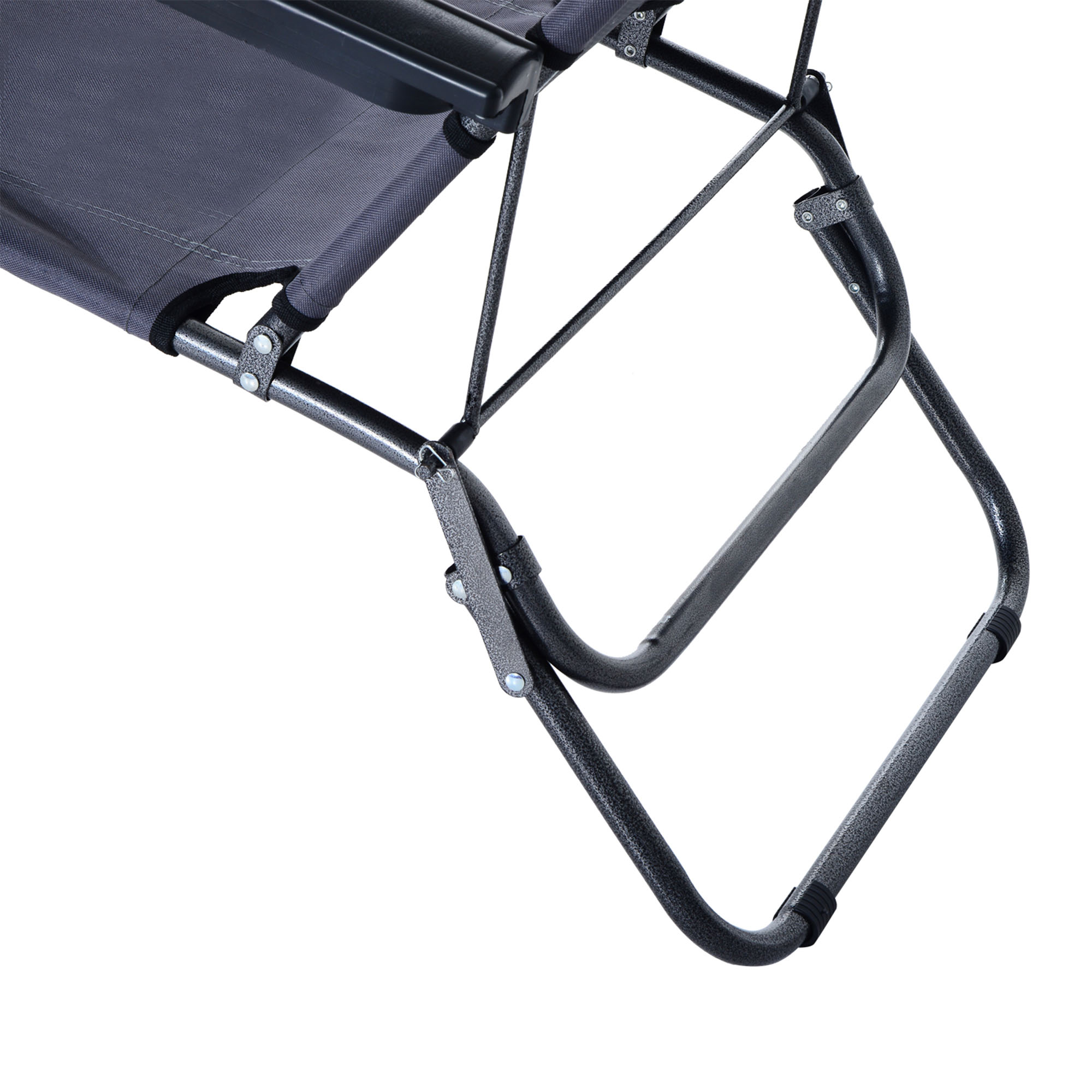 Outsunny 2 in 1 Folding Sun Lounger Reclining Garden Chair Set of 2 with 2-Level Adjustable Backrest, Outdoor Zero Gravity Recliner Garden Chairs with Head Pillow and Armrests, Grey 7