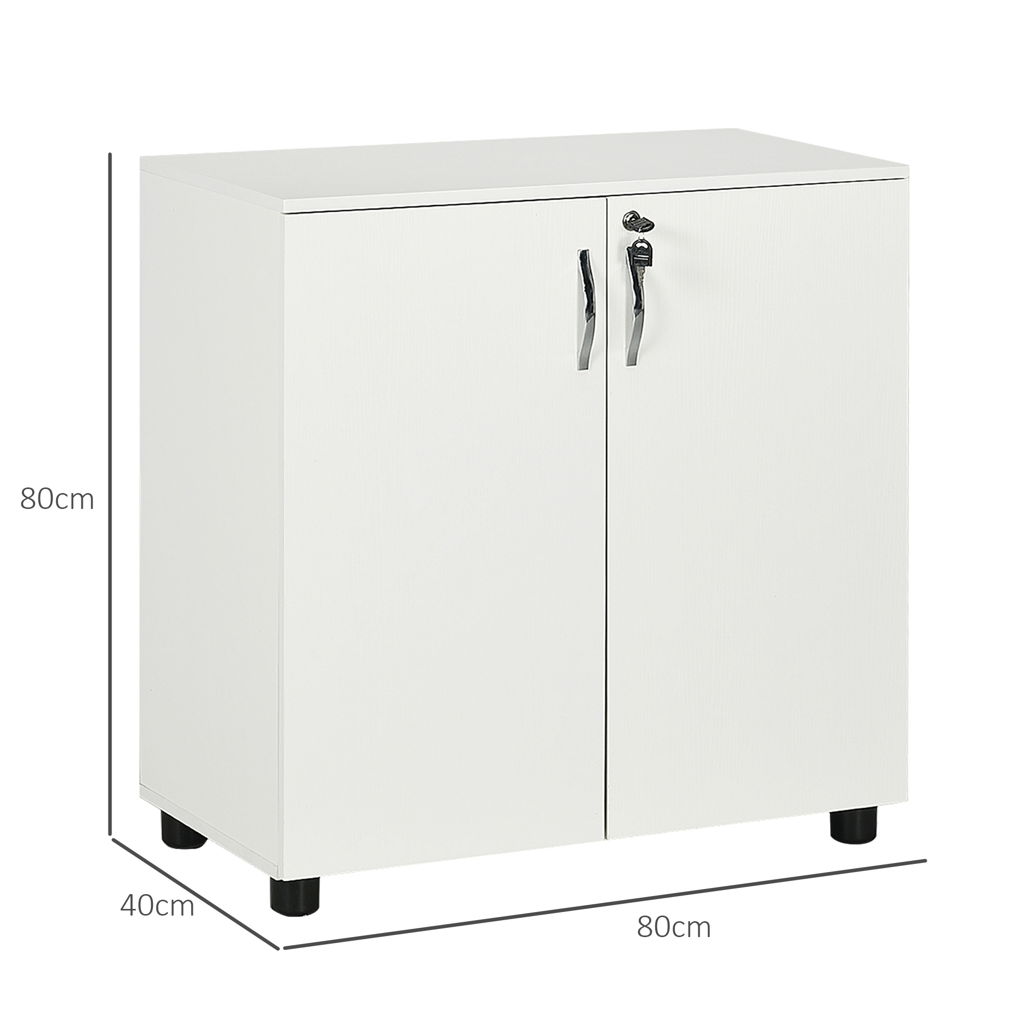 Vinsetto Two-Tier Locking Office Storage Cabinet White 3