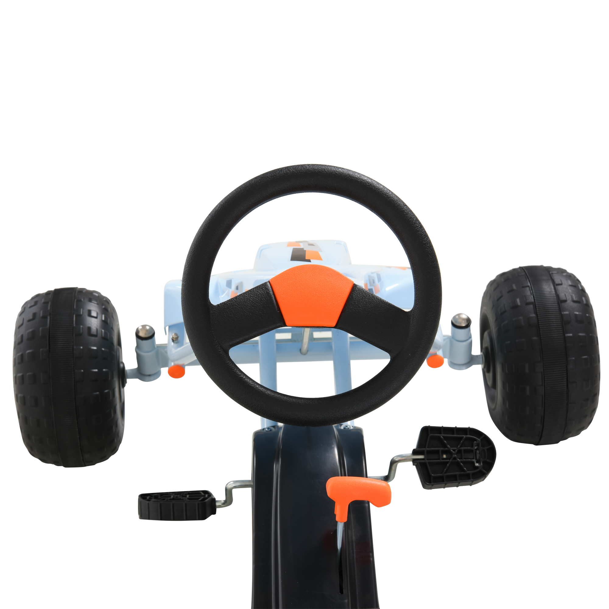 HOMCOM Kart à Pédales Enfant 3-8 Ans – Siège Réglable 4 Positions – Roues EVA – Bleu Et Noir – 100 Cm