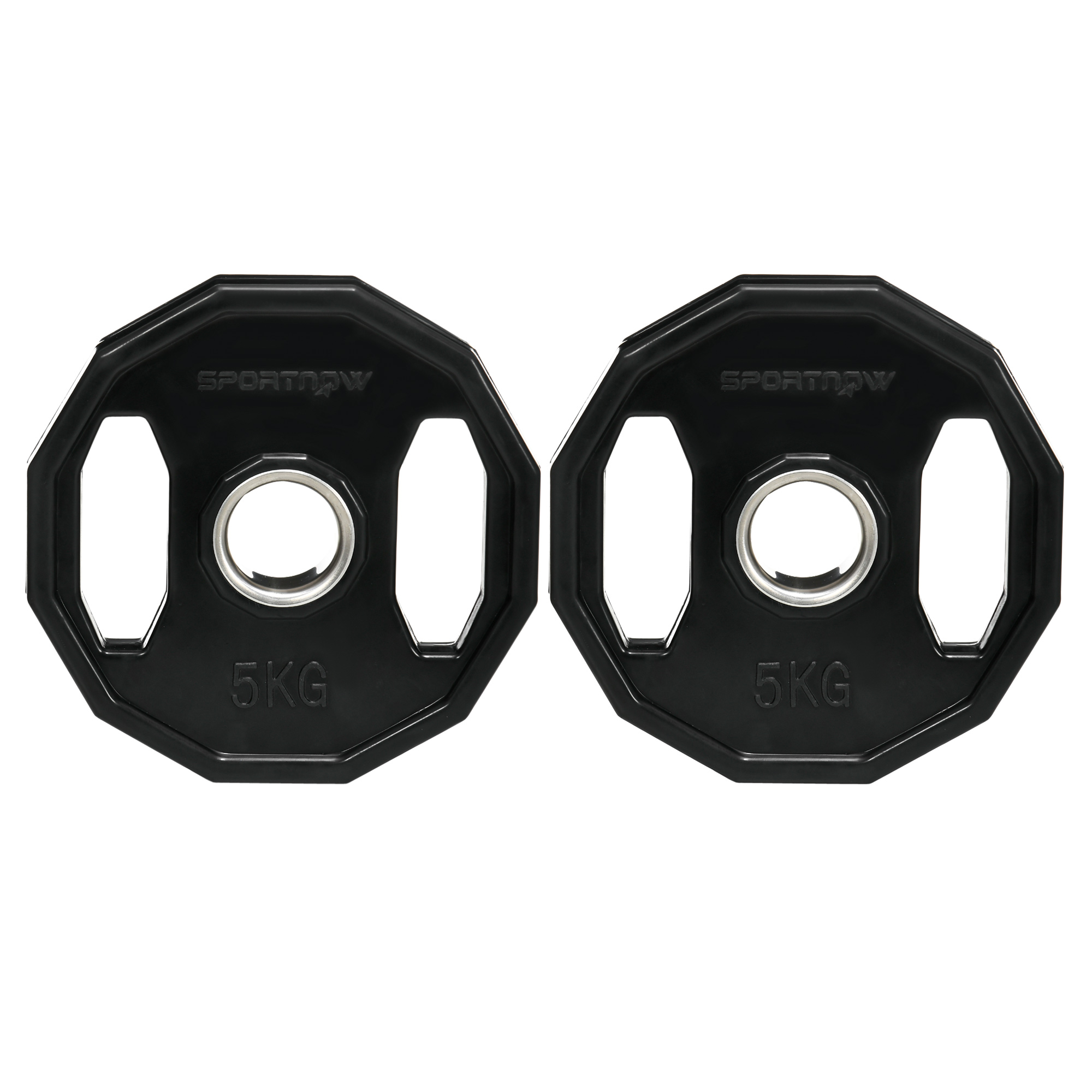 SPORTNOW Set 2 Dischi Pesi 2x20 kg in Gomma, Dischi per Palestra e Casa con Foro da 5 cm per Manubri e Bilancieri, Nero