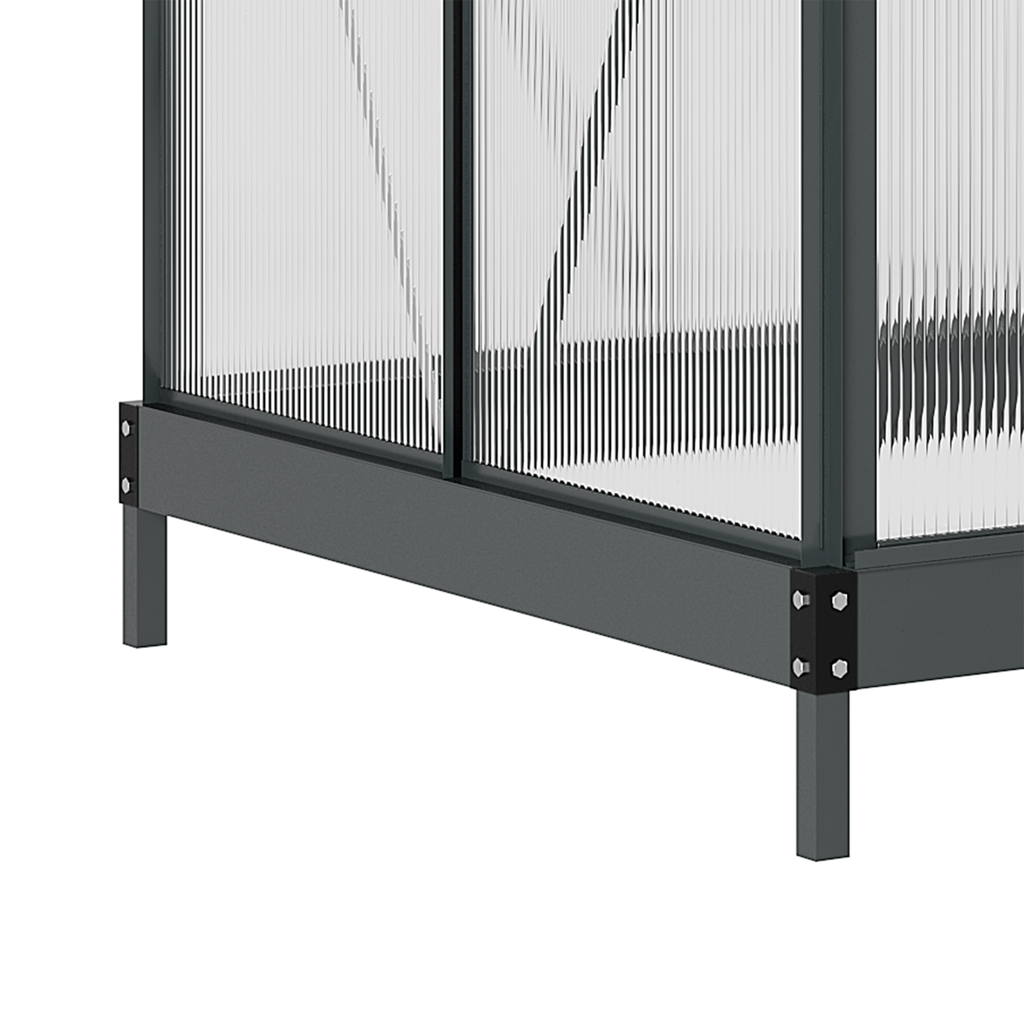 Outsunny 6 x 4ft Polycarbonate Greenhouse, Large Walk-In Green House with Slide Door and Window, Garden Plants Grow House with Aluminium Frame and Foundation, Grey 9
