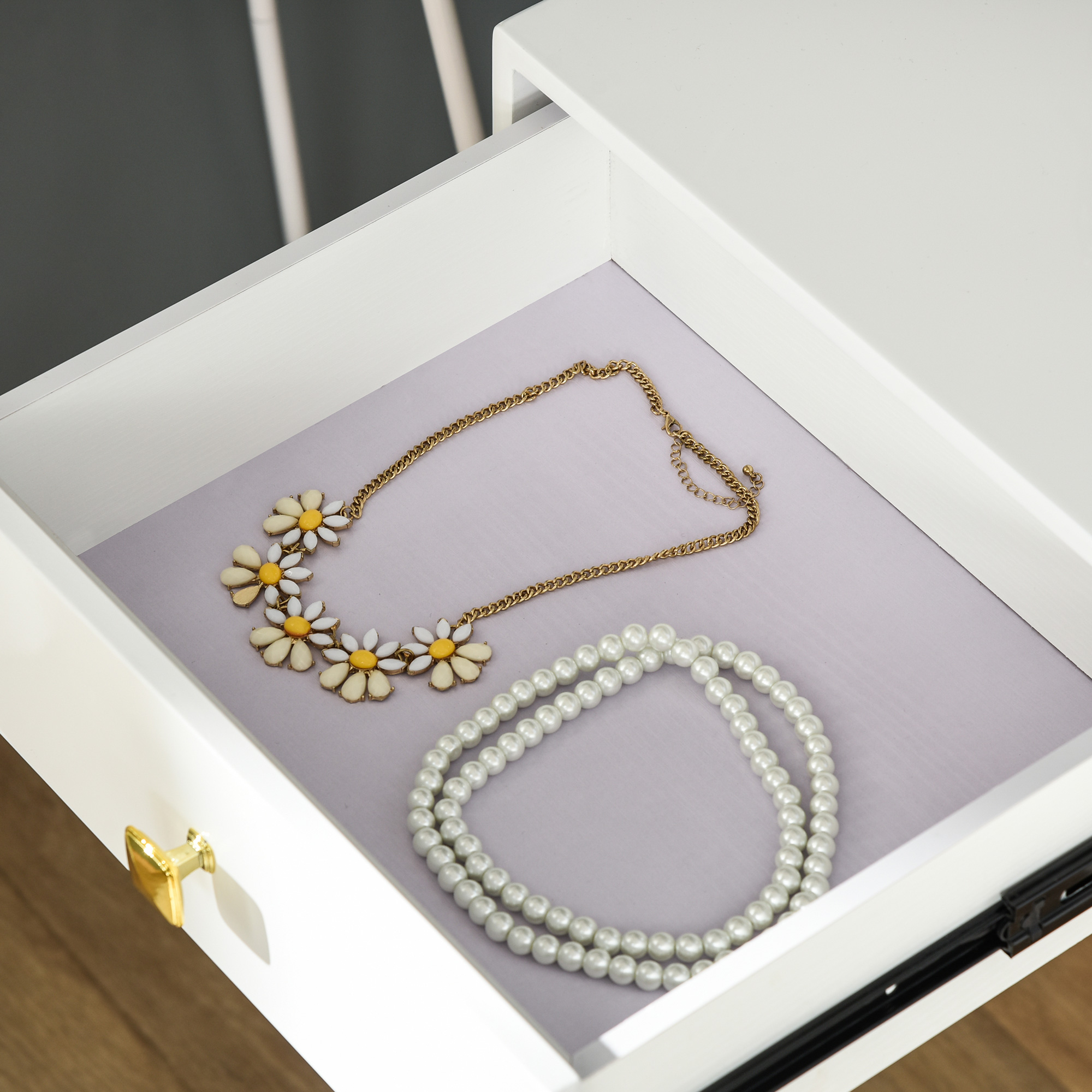 Toeletta Da Trucco HOMCOM Con Luci LED, 2 Cassetti E Sgabello - Mobile Beauty Bianco 80x40x138 Cm - Foto 6