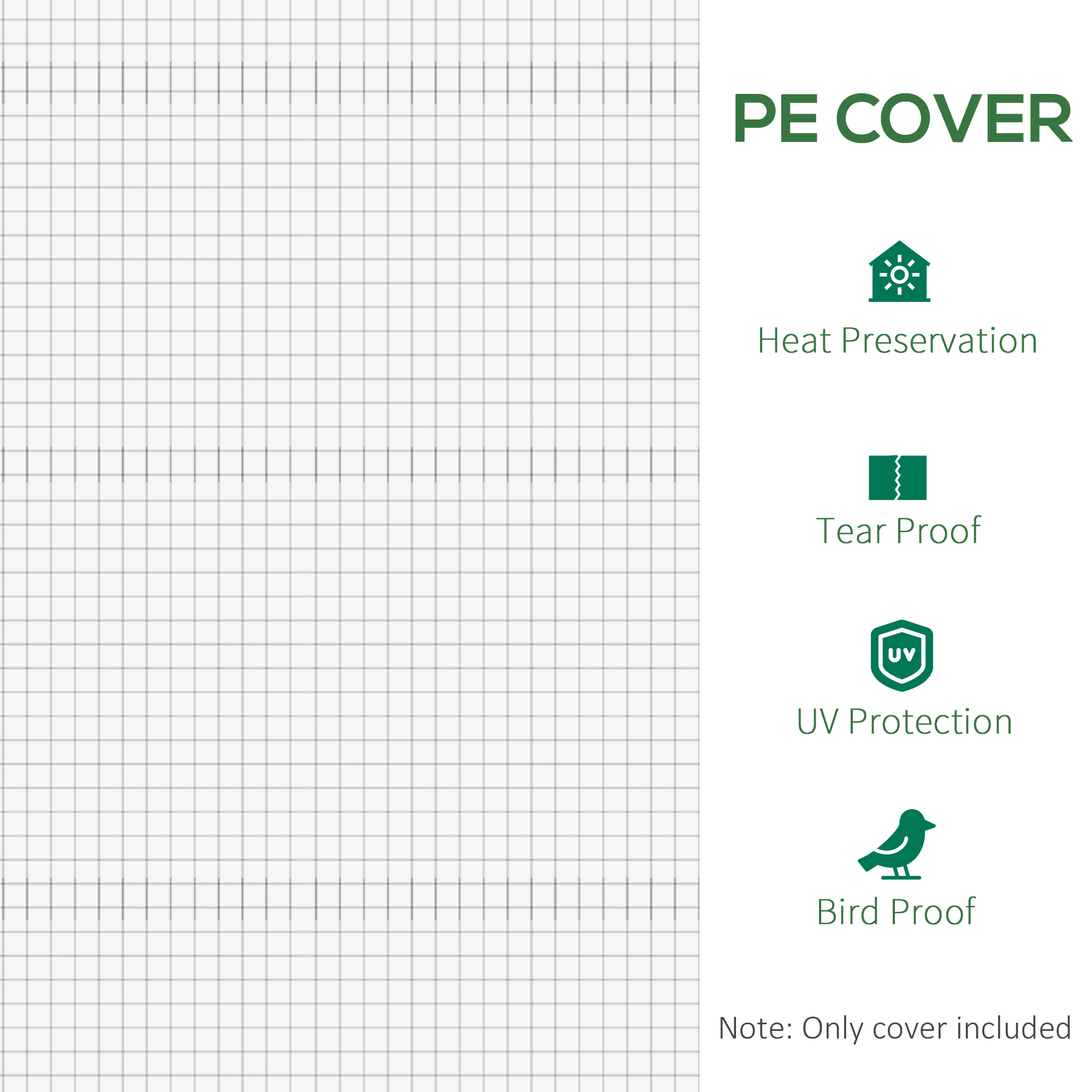 Outsunny Greenhouse Replacement Cover ONLY Winter Garden Plant PE Cover with Roll-up Windows Door, 6 x 3 x 2m White 6