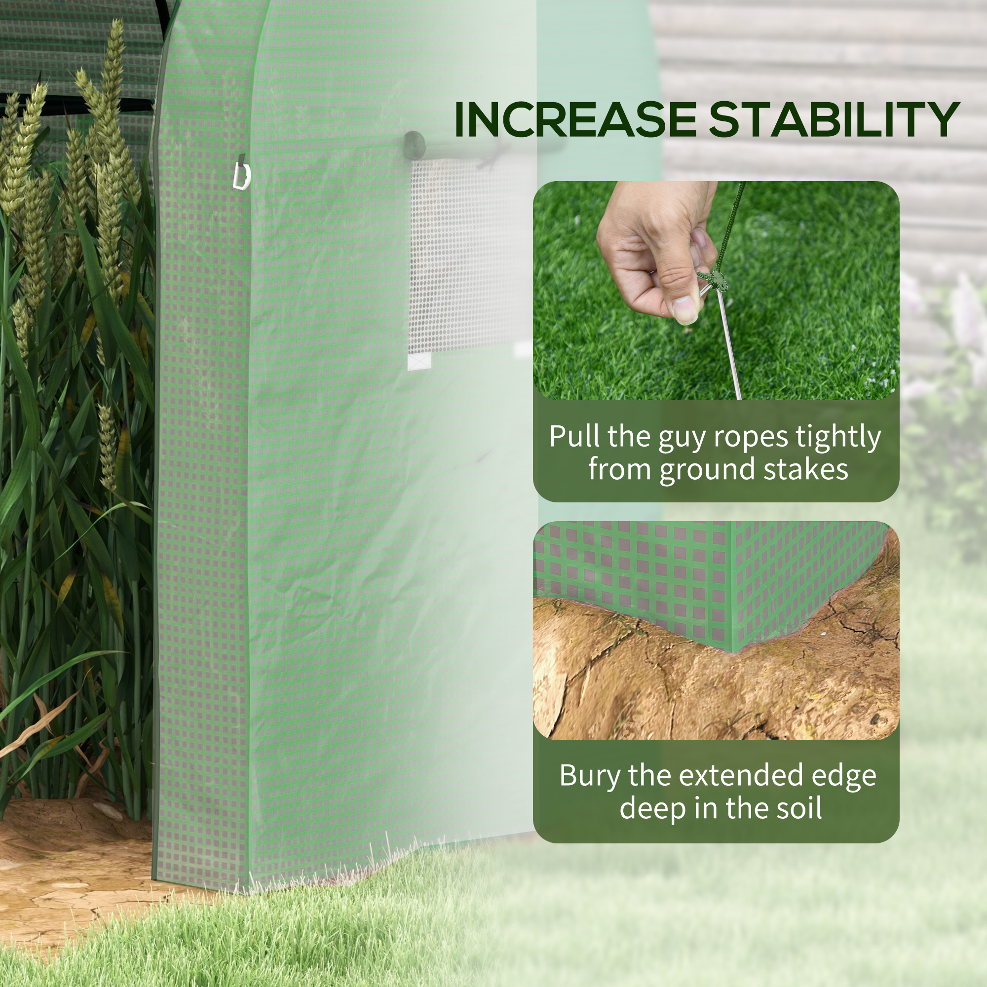 Outsunny Tomato Greenhouse, Garden Growhouse with 2 Roll-up Doors and 4 Mesh Windows, Portable Indoor Outdoor Green House, 185 x 94 x 150cm, Green 7