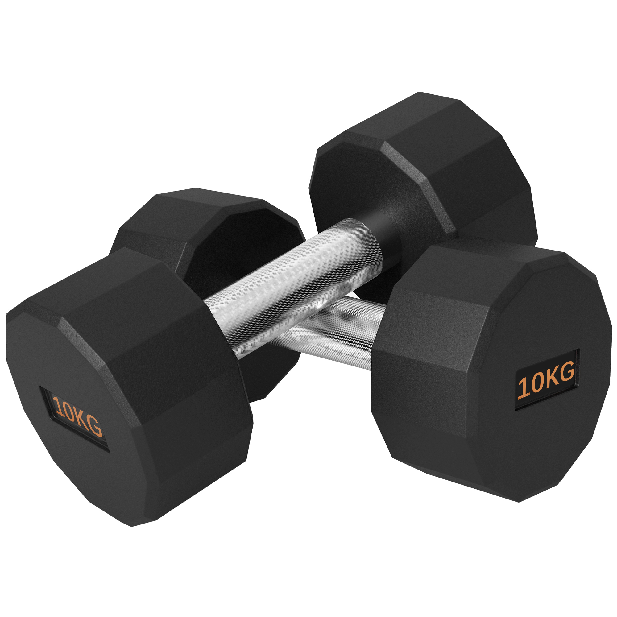 SPORTNOW 2 x 10kg Dumbbells Weights Set with 12-Sided Shape and Non-Slip Grip for Men Women Home Gym Workout Aosom UK