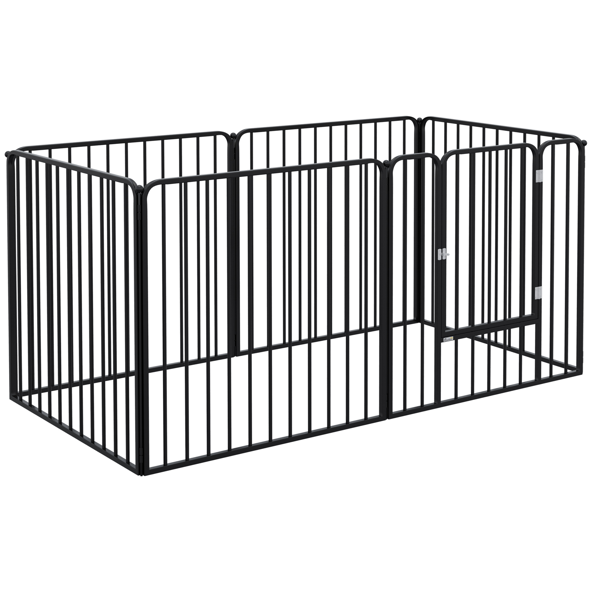 Comparer les prix de PawHut Parc enclos modulable pour chien avec 1 porte 6 panneaux modulables intérieur extérieur 80 cm hauteur acier noir
