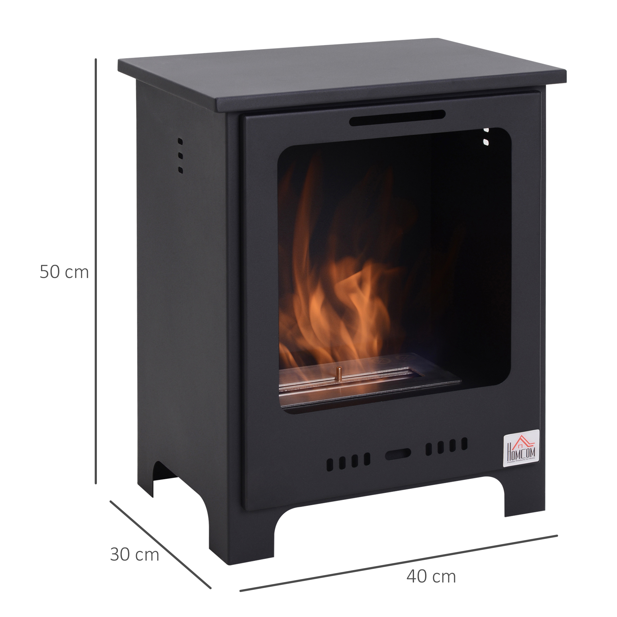 HOMCOM Freestanding Ethanol Fireplace, Bioethanol Fire with 0.9L Tank, 3 Hours Burning Time for Indoor, Black 3