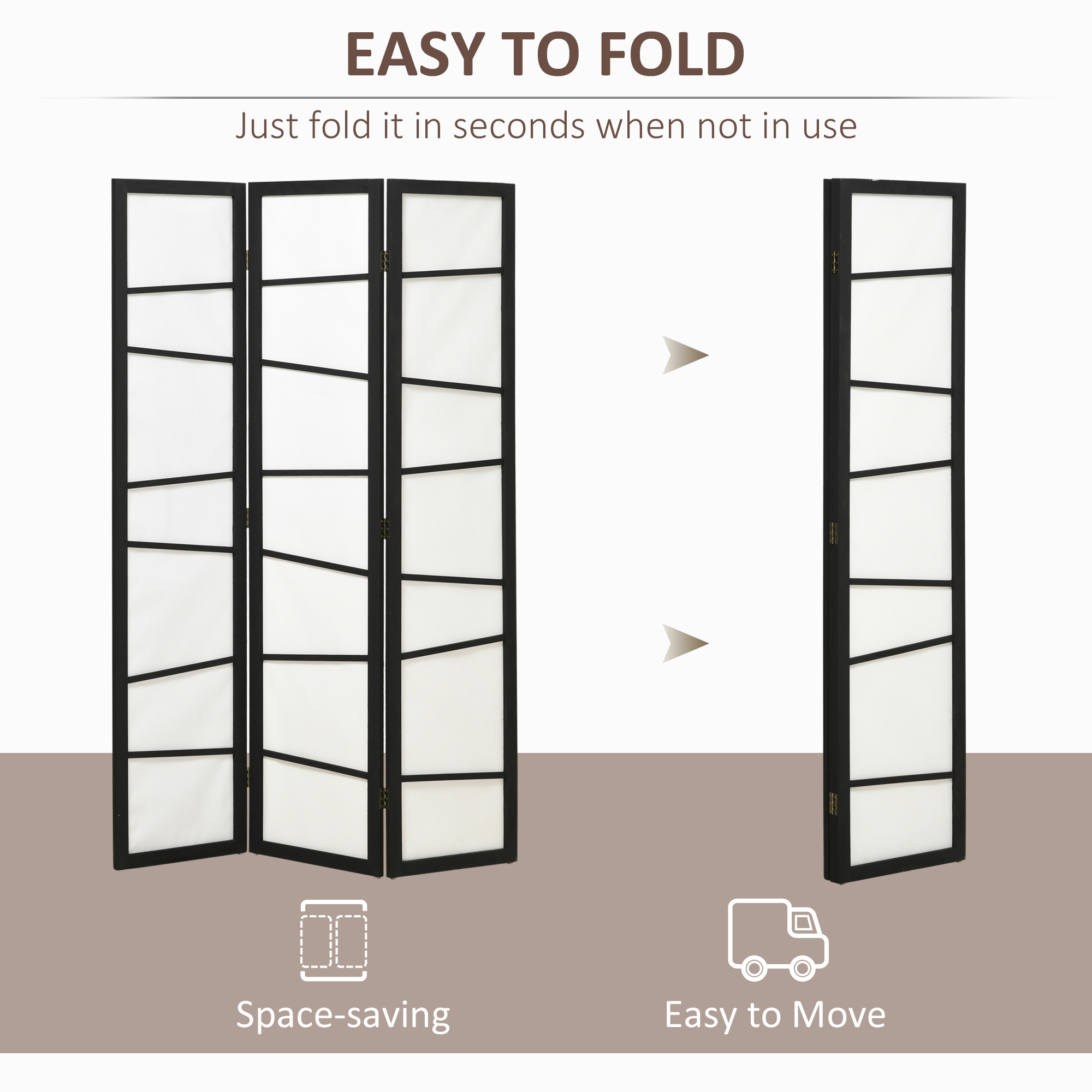HOMCOM 3 Panel Room Divider, Wooden Folding Privacy Screen, Freestanding Wall Partition Separator for Bedroom, White 6