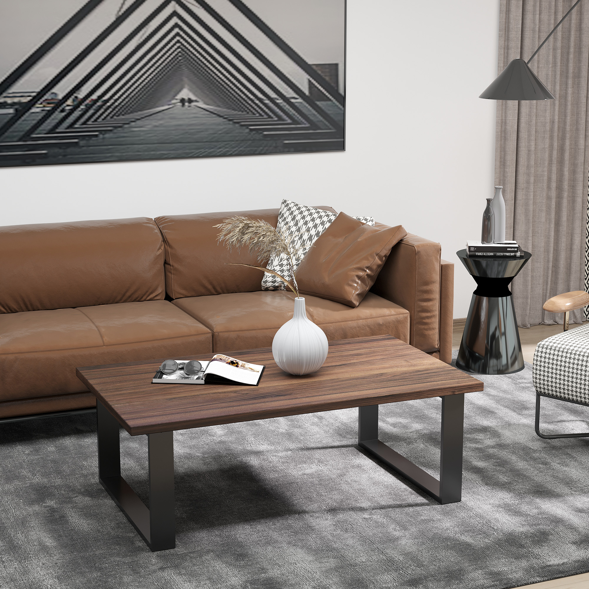 HOMCOM 5ft Bi-Folding Sliding Barn Door Hardware Kit - Black