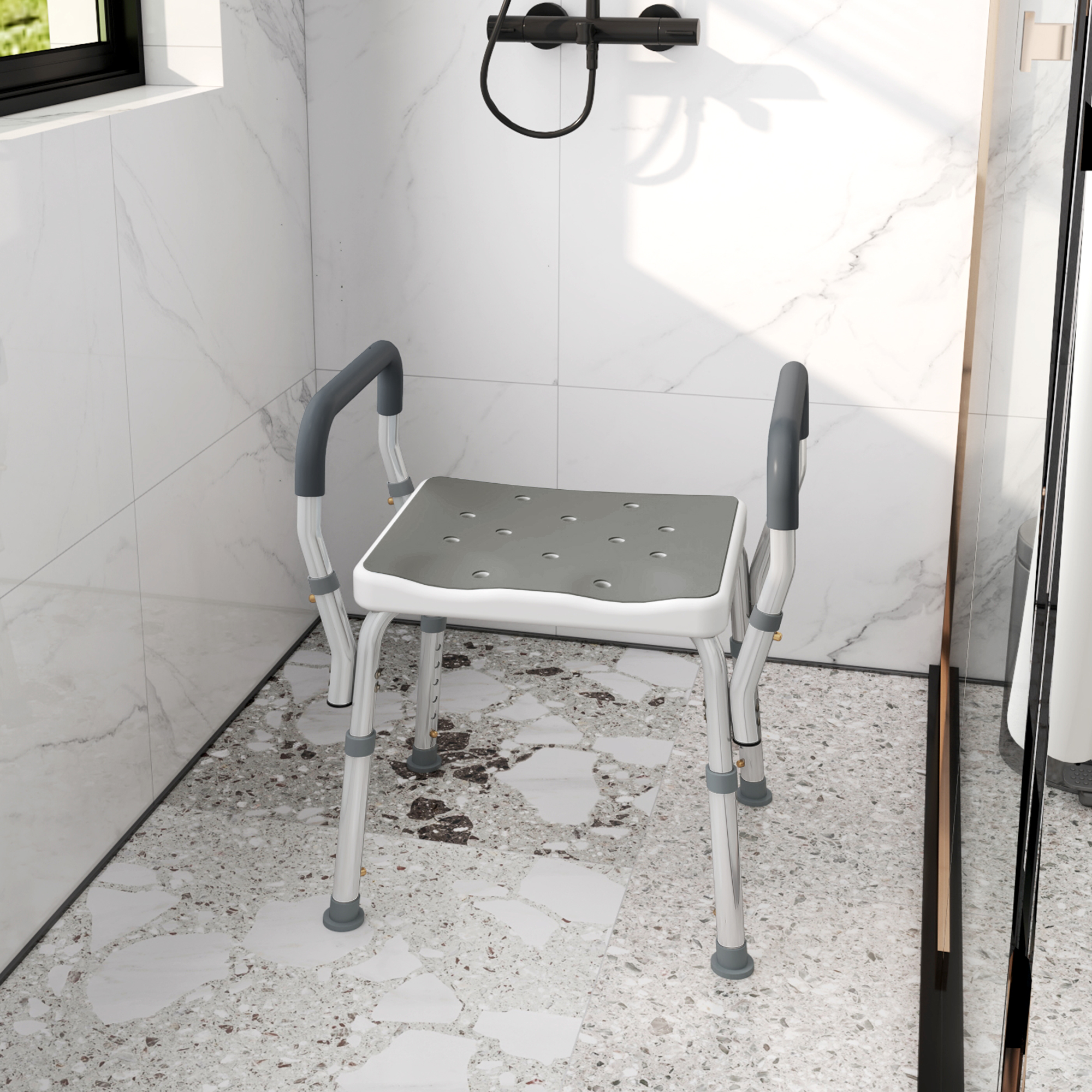 HOMCOM 57-69cm Aluminium Frame Bath Seat 9