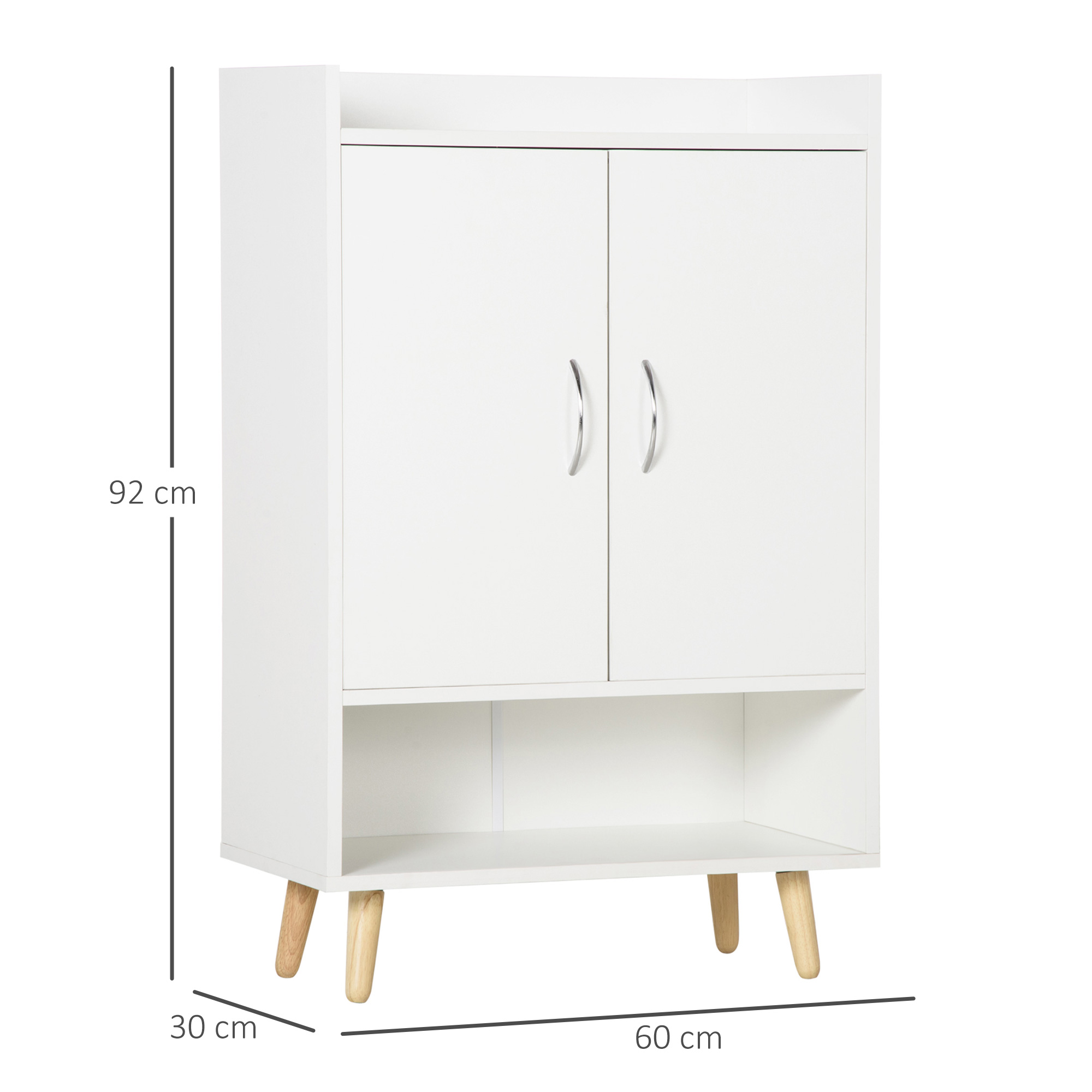 HOMCOM Modern Shoe Cabinet Storage Organizer with Doors and Shelves for Hallway & Entryway, 60L x 30W x 92Hcm, White 3
