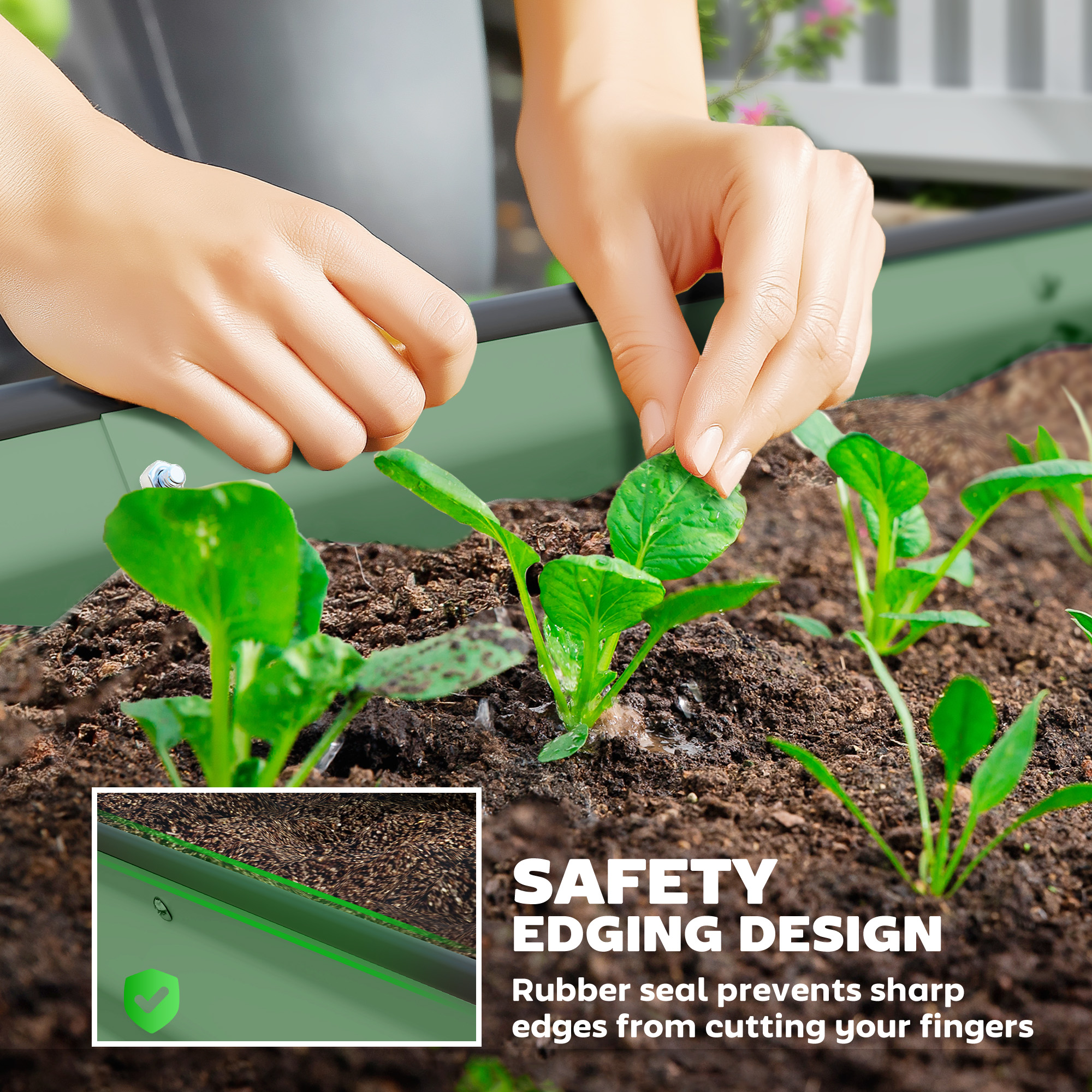 Outsunny Set of Two 181 x 93cm Steel Planters Green 6