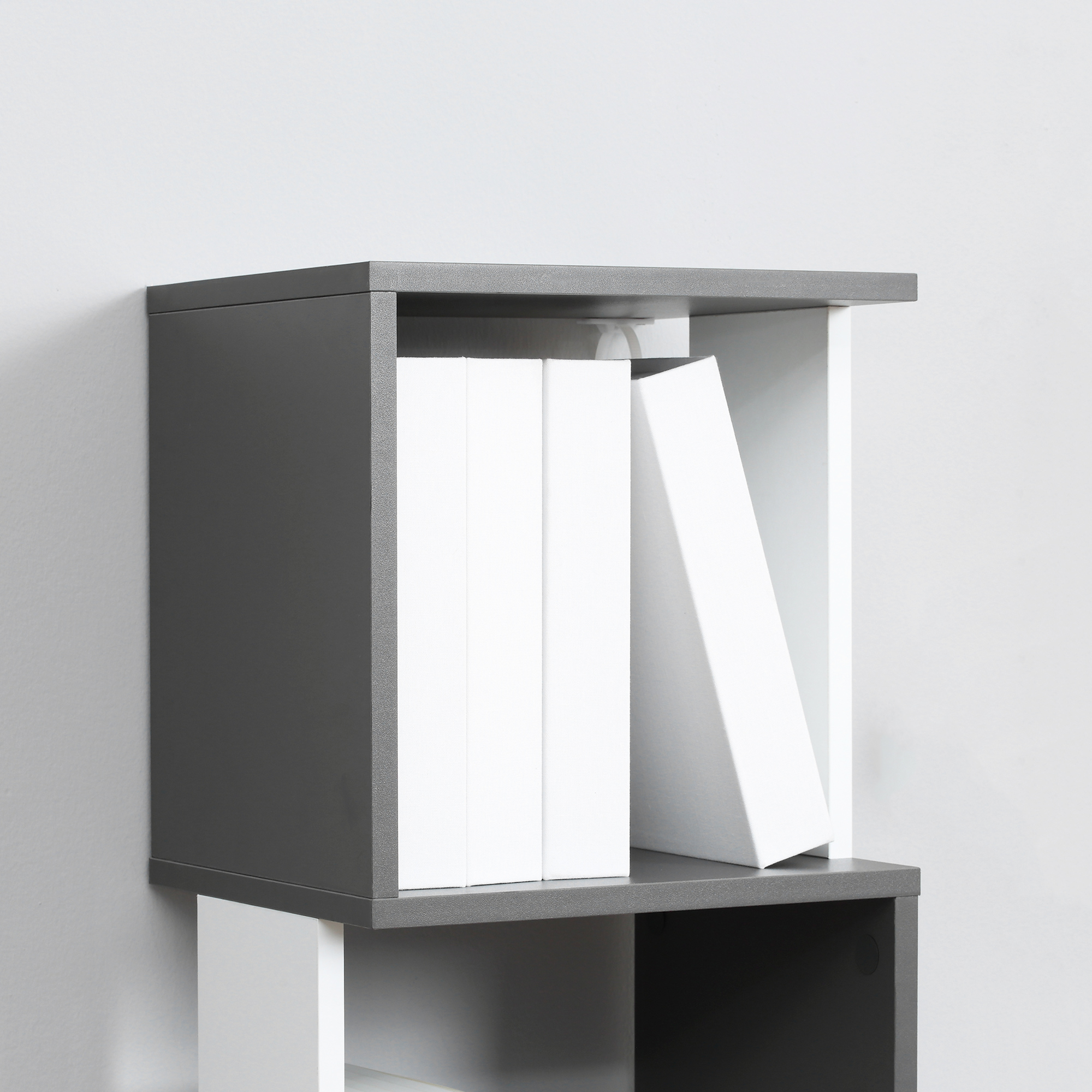 HOMCOM Modern 5-Tier Bookshelf, Freestanding Bookcase Storage Shelving for Living Room Home Office Study, White and Dark Grey 8